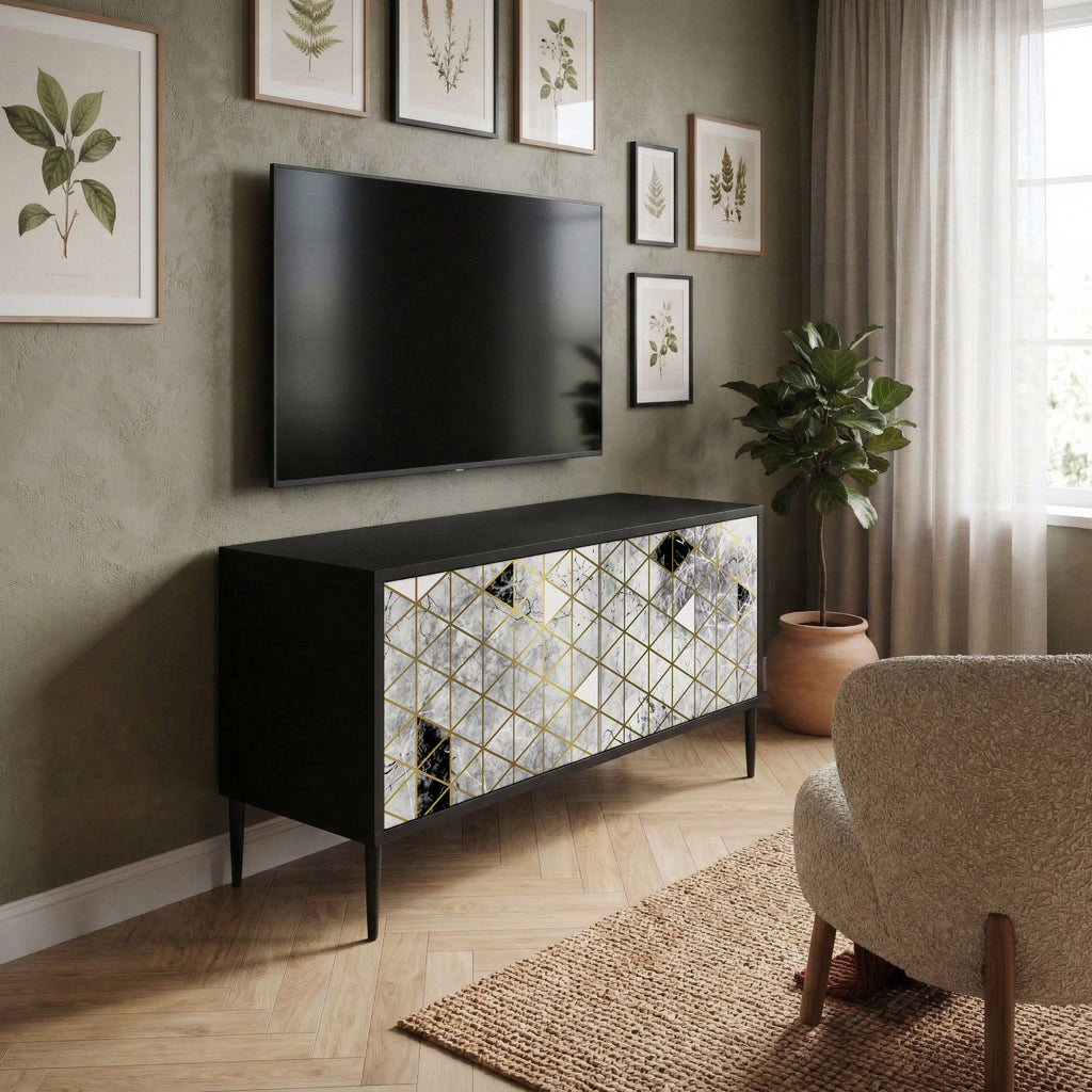 ASHEN ARIA Móvel de TV Compacto de 2 Portas