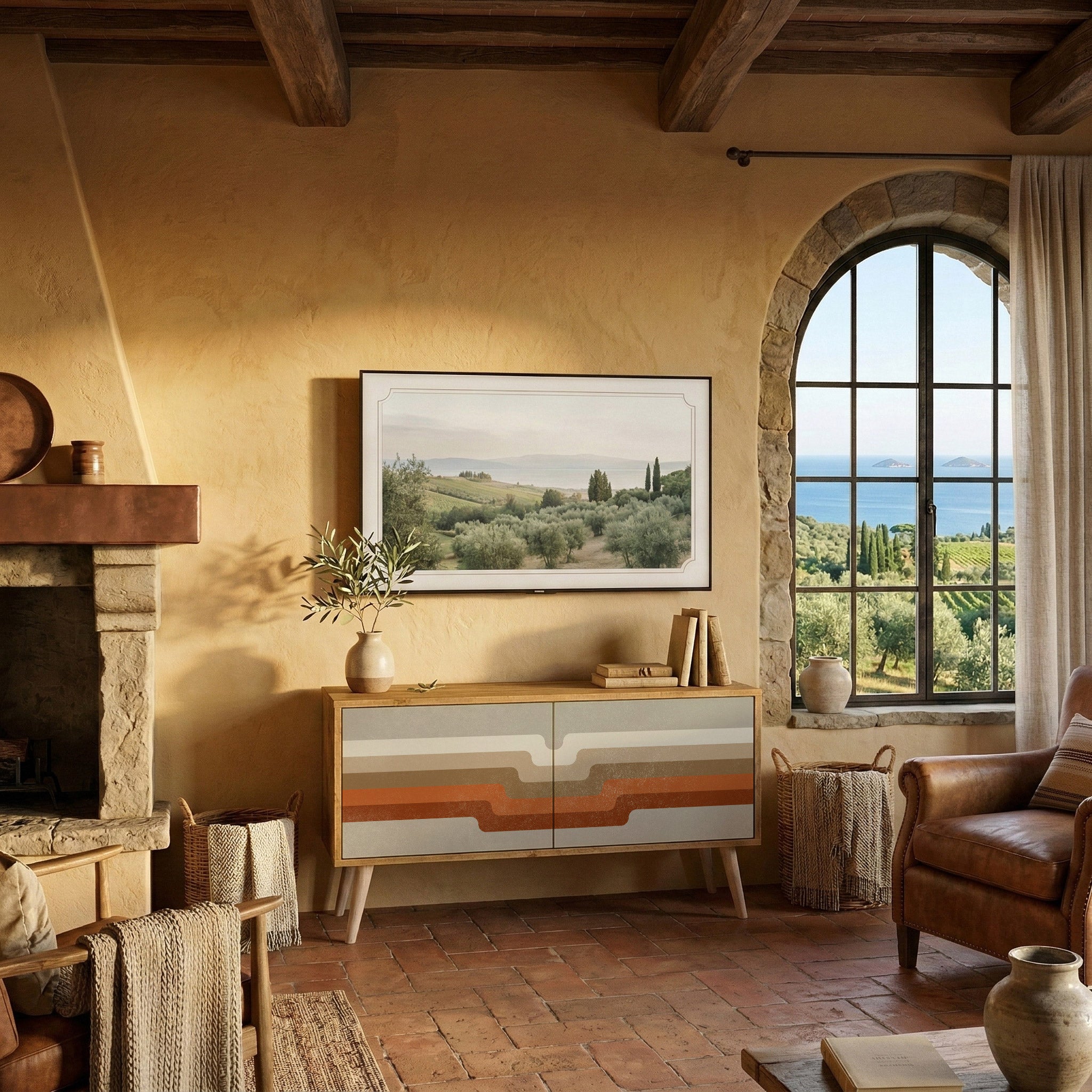 PECULIAR TRAIL Compact 2-Door TV Cabinet