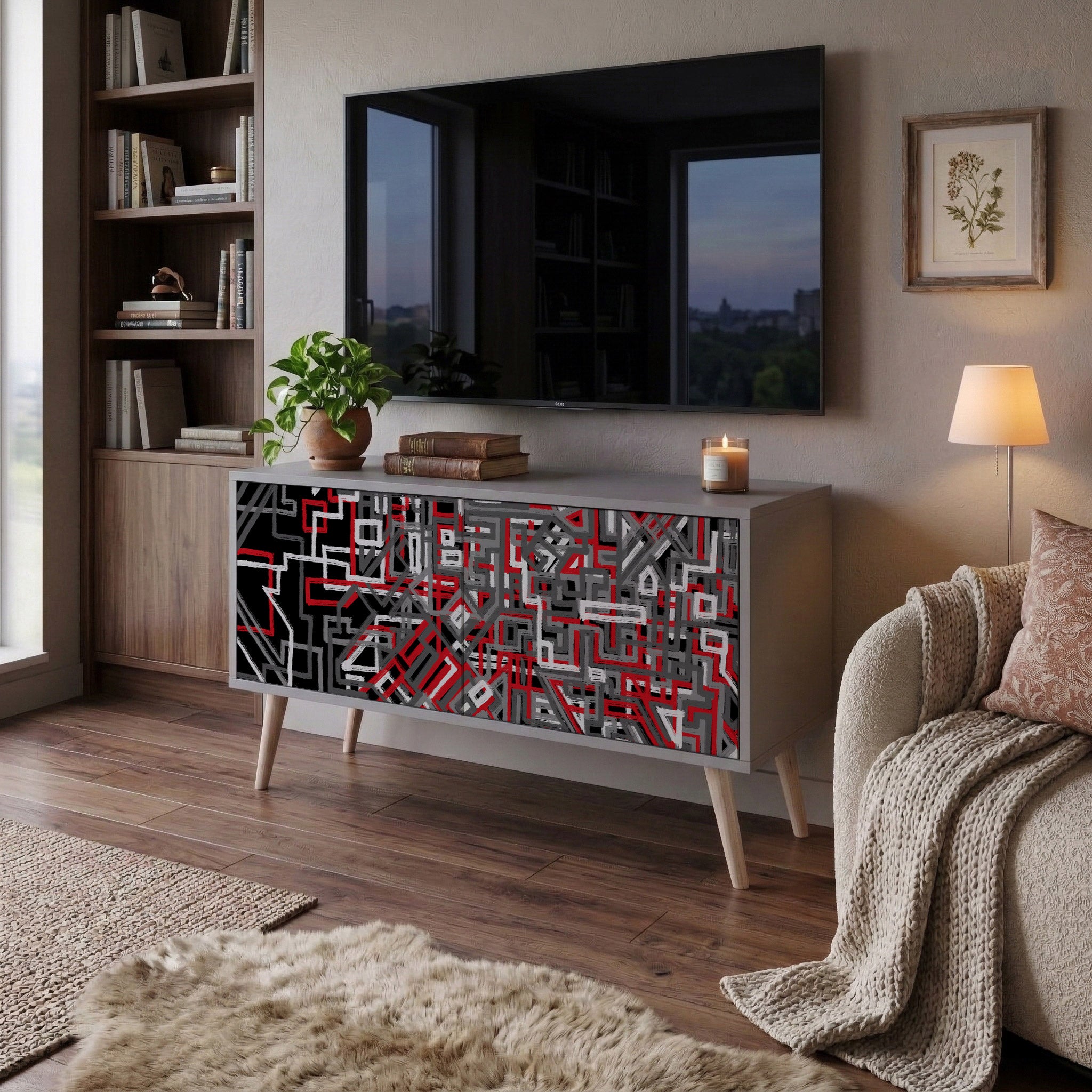 BROKEN LINES Compact 2-Door TV Cabinet