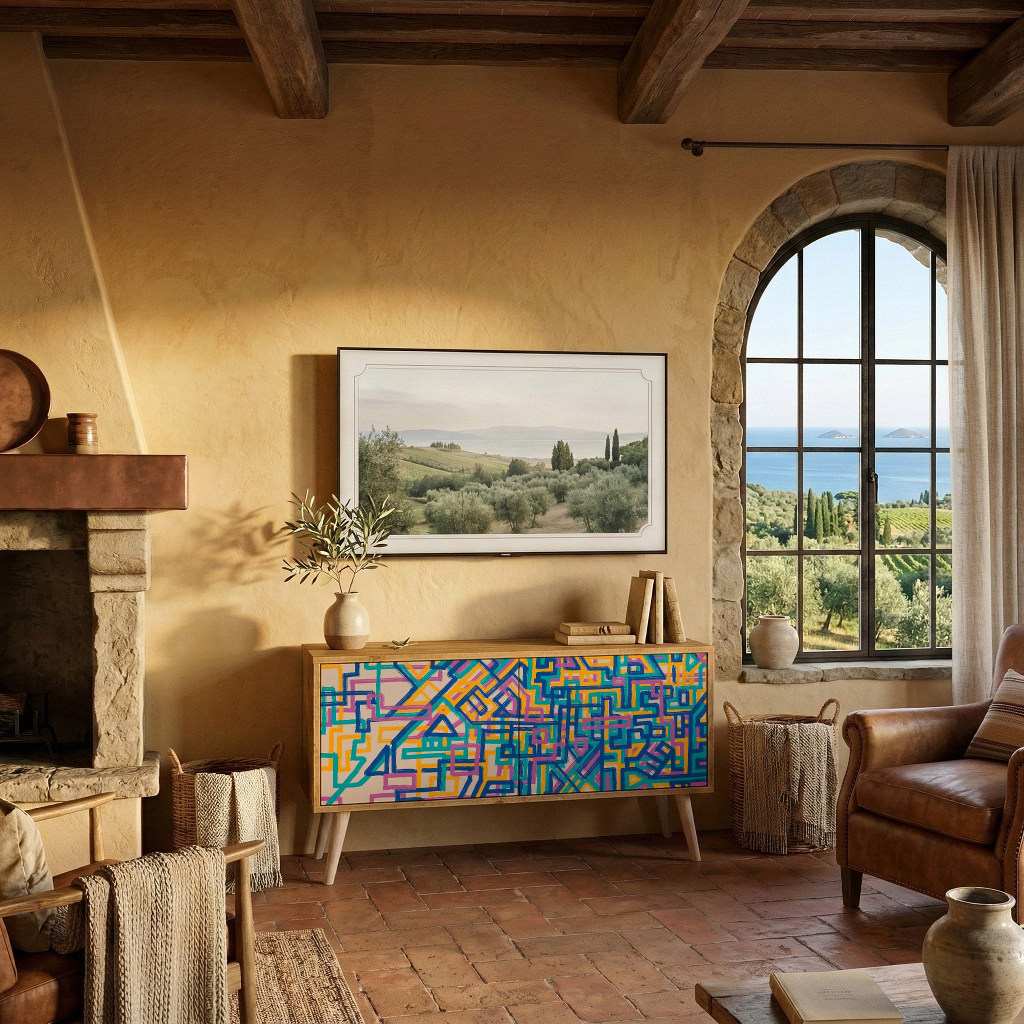 MEMORIES MAP Compact 2-Door TV Cabinet