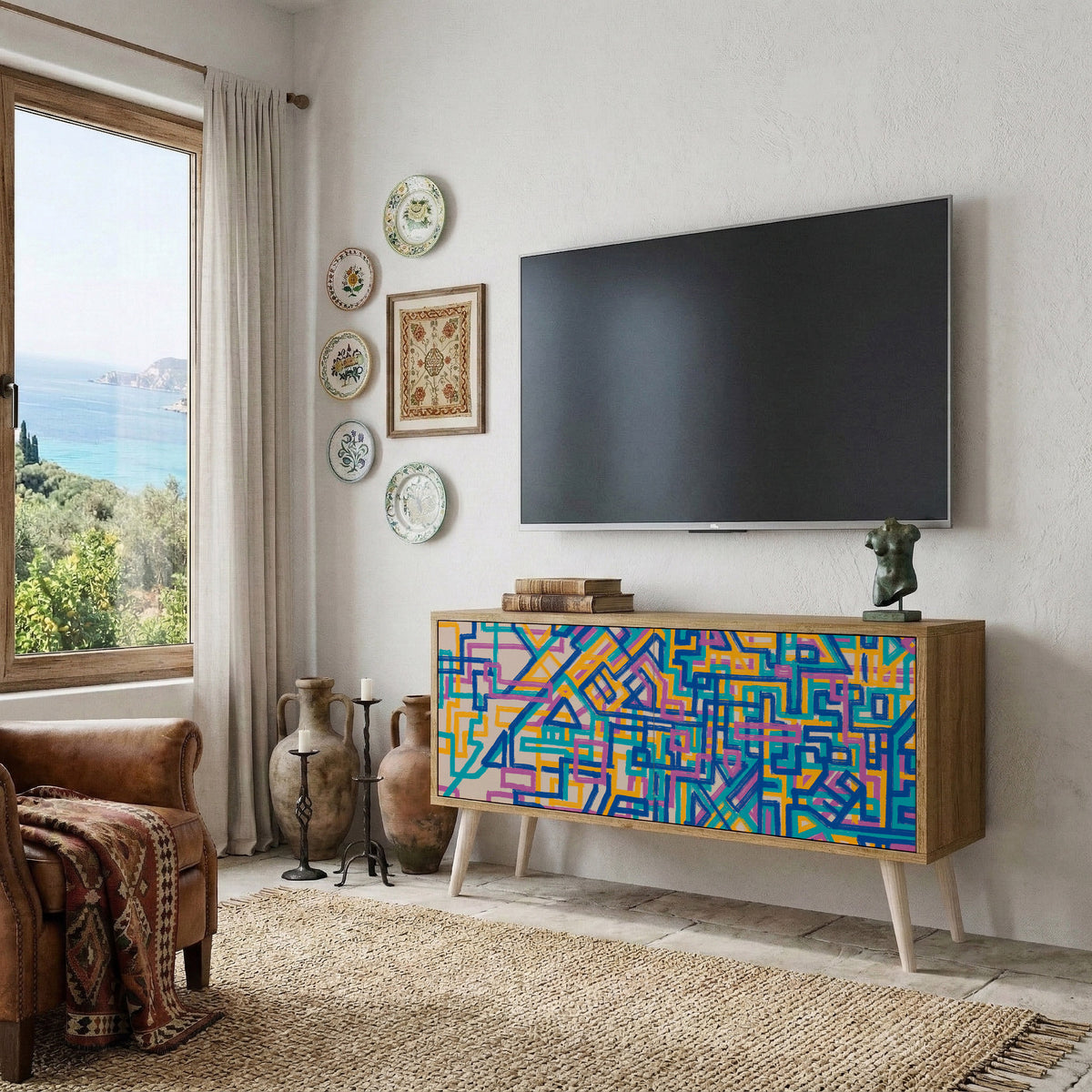 MEMORIES MAP Móvel de TV Compacto de 2 Portas