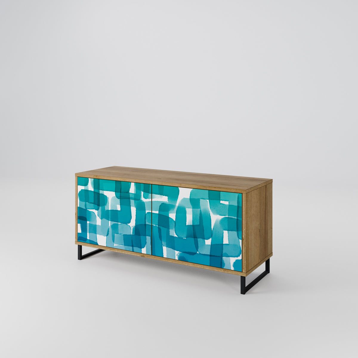 TURQUOISE RECTANGLES Móvel de TV Compacto de 2 Portas
