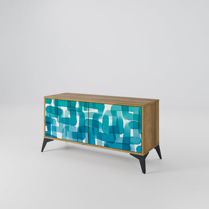 TURQUOISE RECTANGLES Móvel de TV Compacto de 2 Portas