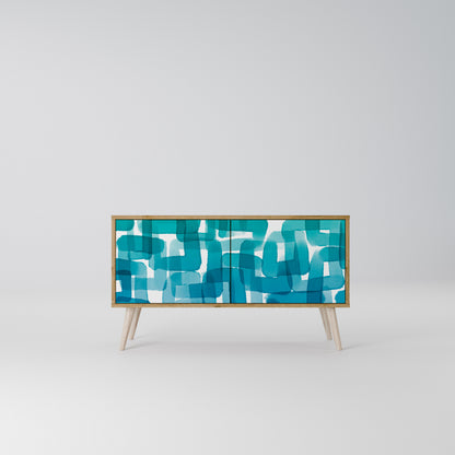 TURQUOISE RECTANGLES Móvel de TV Compacto de 2 Portas