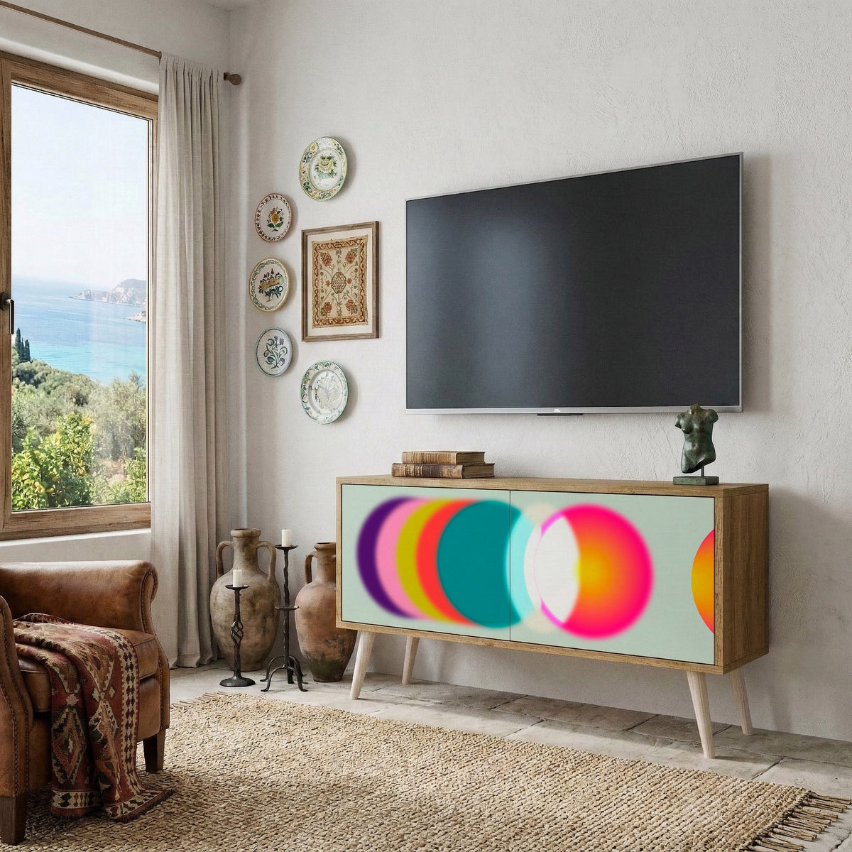SYMPHONY OF COLORS Móvel de TV Compacto de 2 Portas