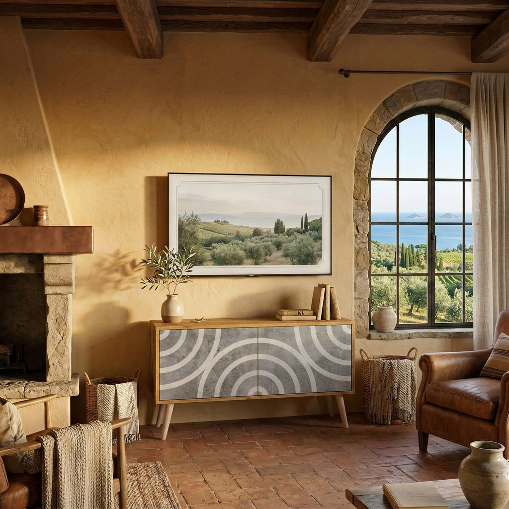 CIRCLE CONCRETE Compact 2-Door TV Cabinet