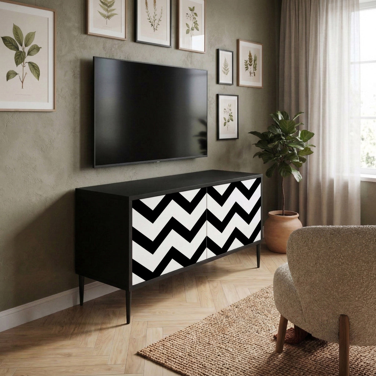 CLASSIC ZIG ZAG Móvel de TV Compacto de 2 Portas