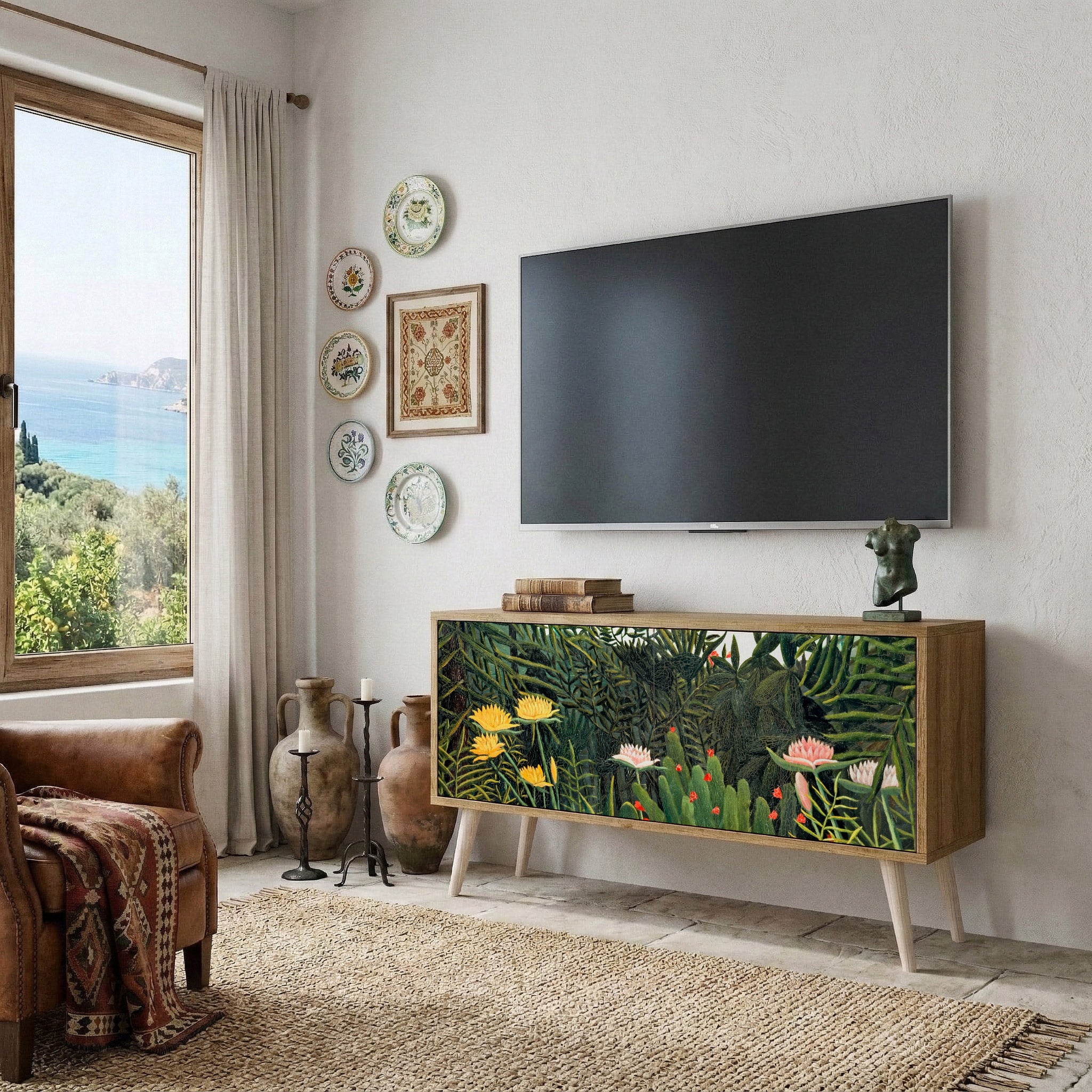 VIRGIN FOREST WITH SUNSET Compact 2-Door TV Cabinet