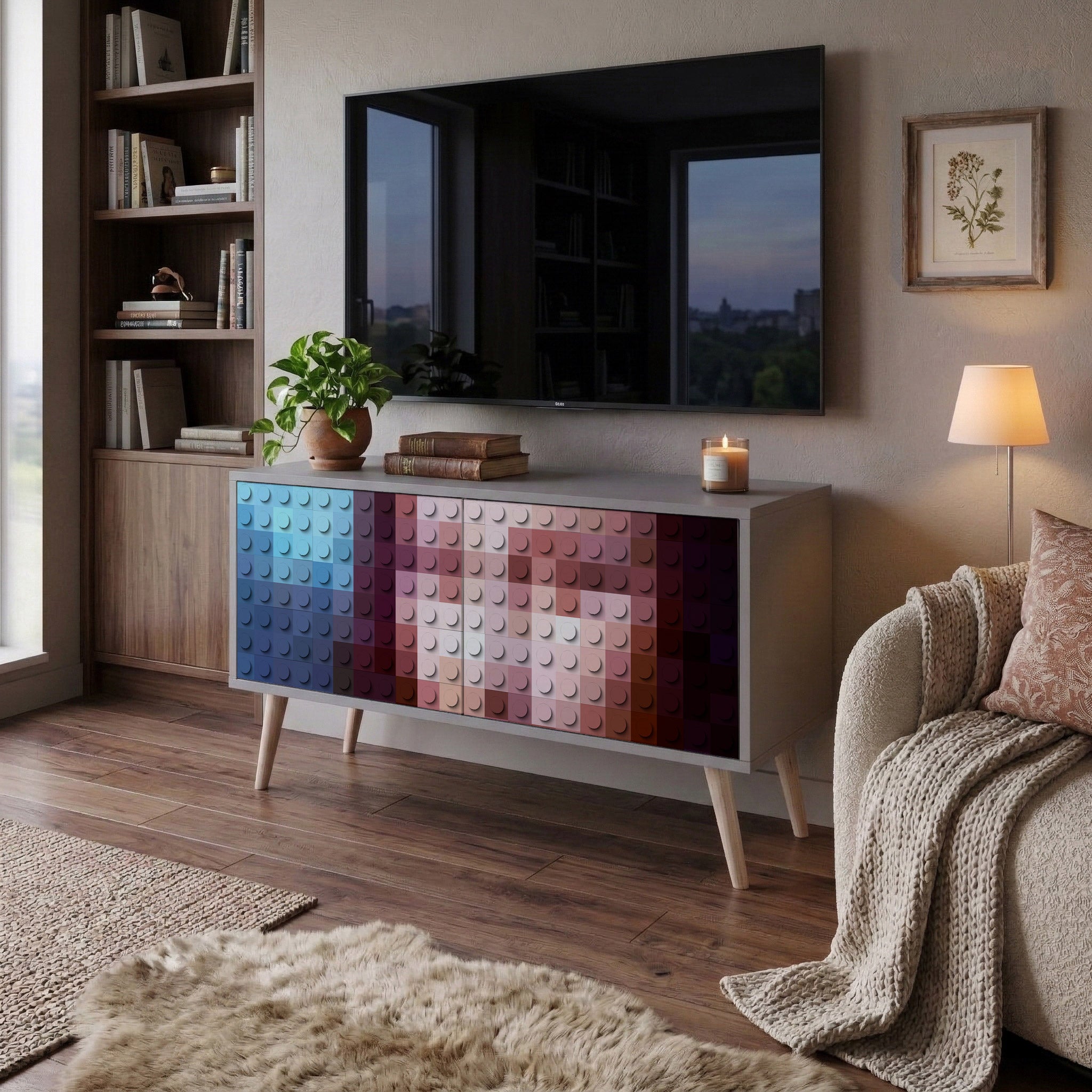 CONSTRUCTIVE ART Compact 2-Door TV Cabinet