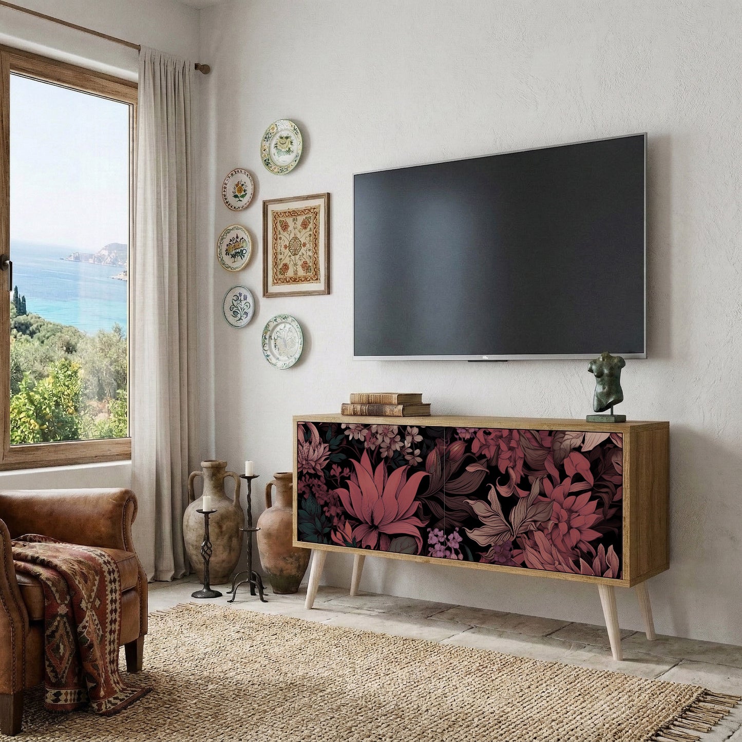 FLORAL WHISPER Móvel de TV Compacto de 2 Portas