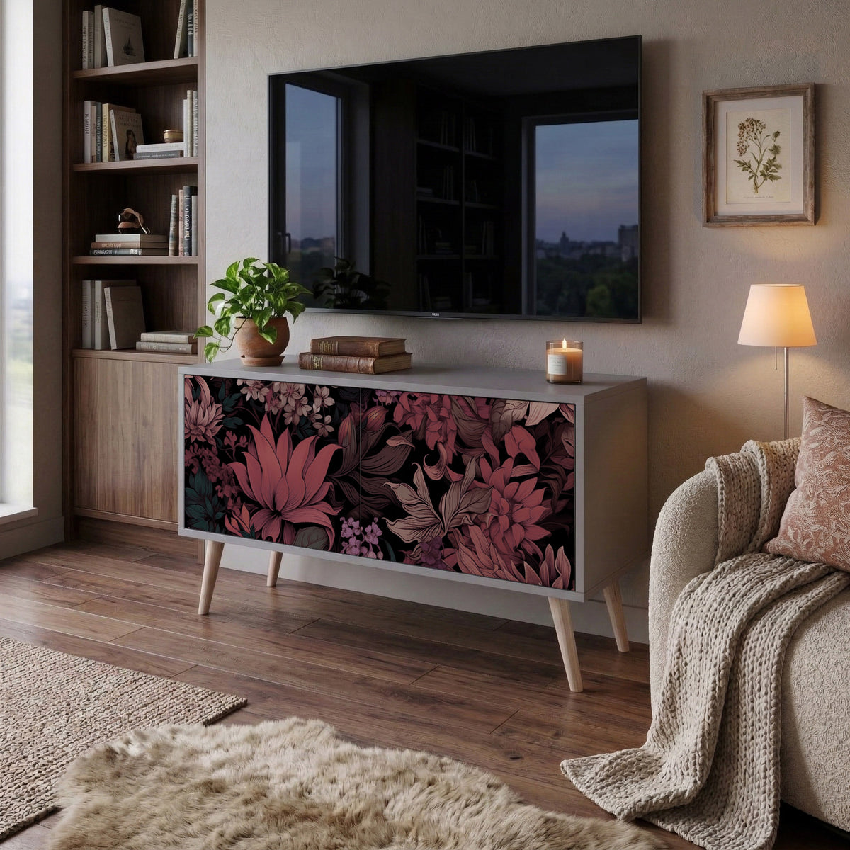 FLORAL WHISPER Móvel de TV Compacto de 2 Portas