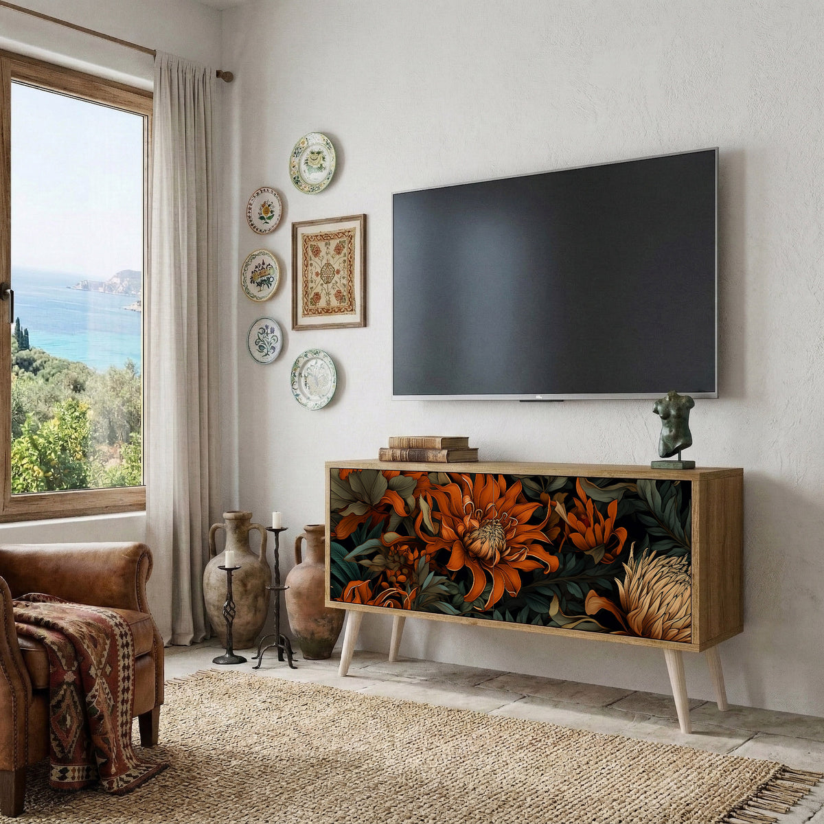 DAWN BLOOM Móvel de TV Compacto de 2 Portas
