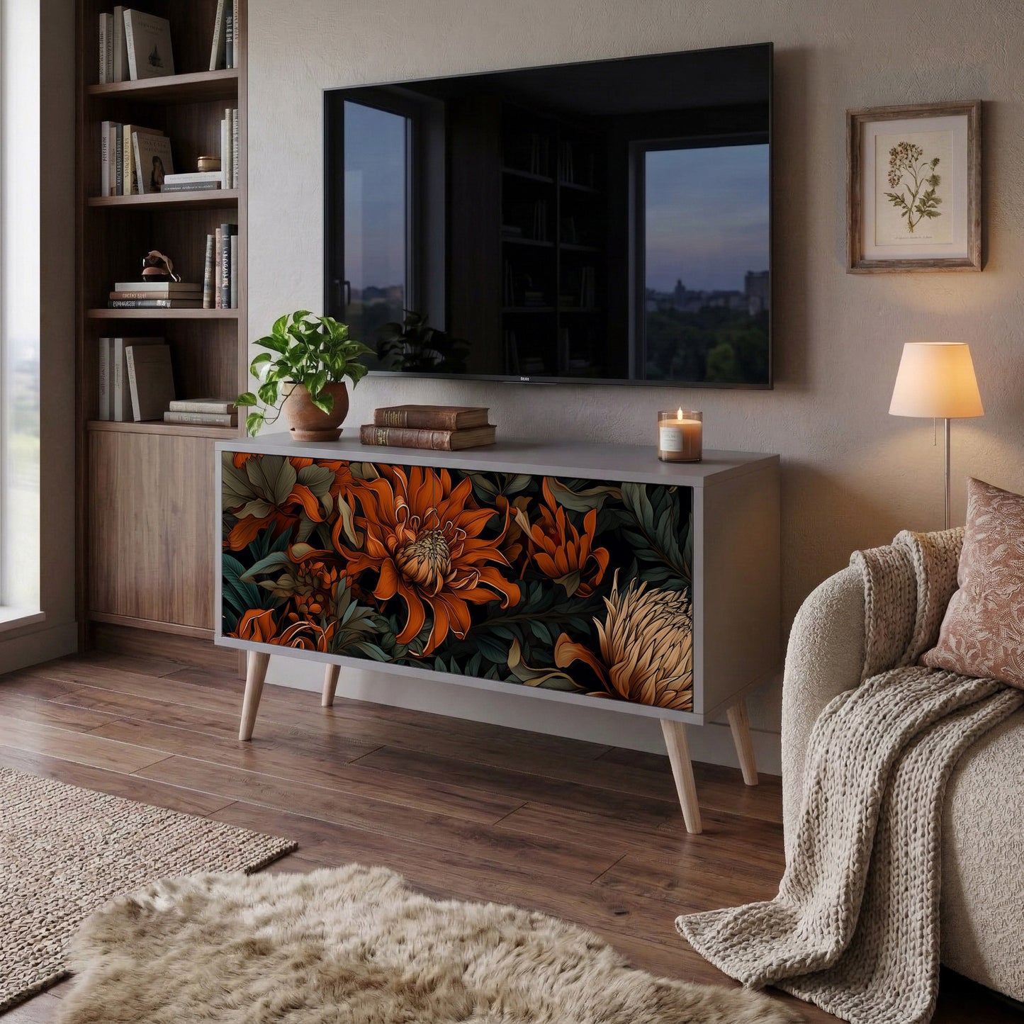 DAWN BLOOM Móvel de TV Compacto de 2 Portas