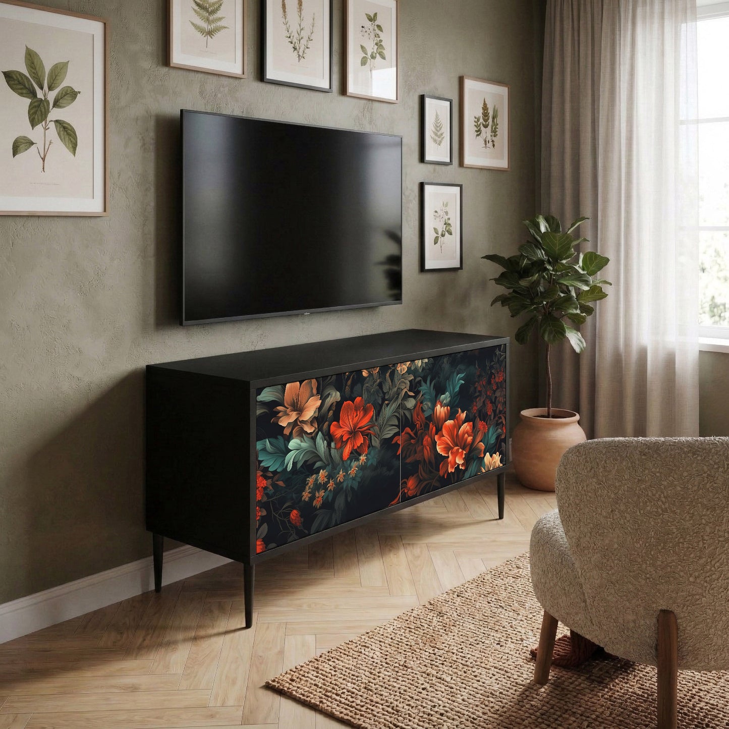 IMAGINARY BLOSSOM Móvel de TV Compacto de 2 Portas