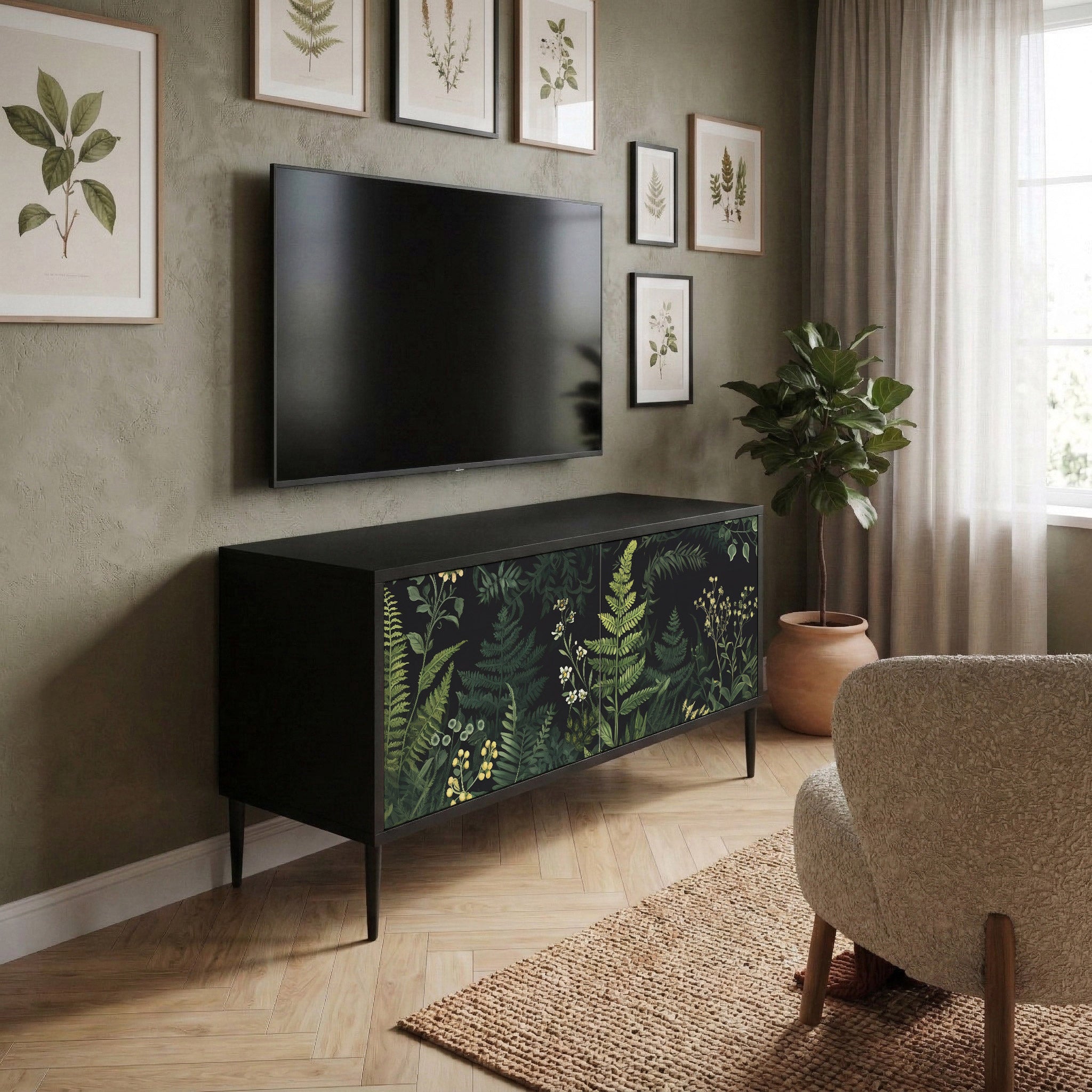 FERN FLOWERS Compact 2-Door TV Cabinet