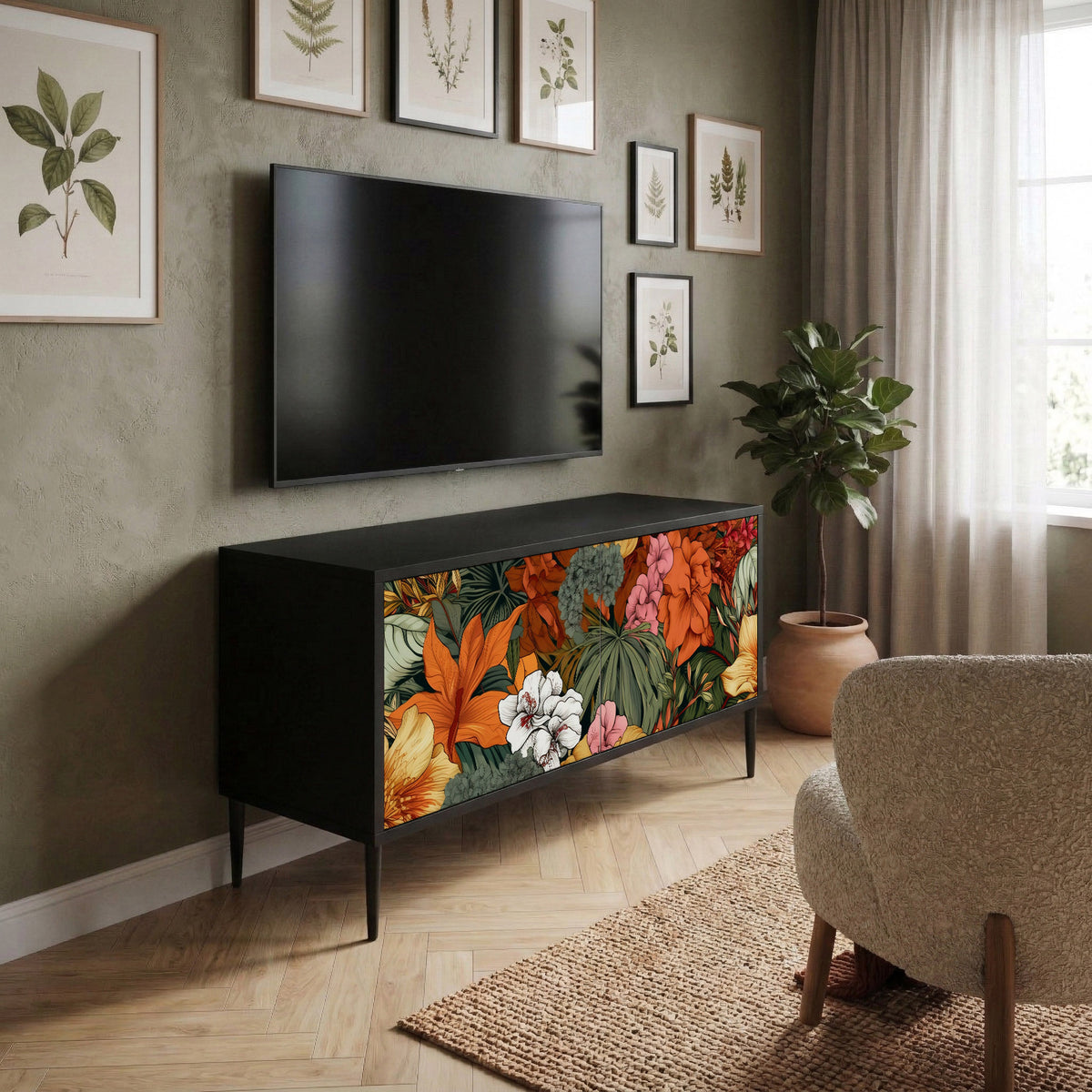 RADIANT FLORA Móvel de TV Compacto de 2 Portas