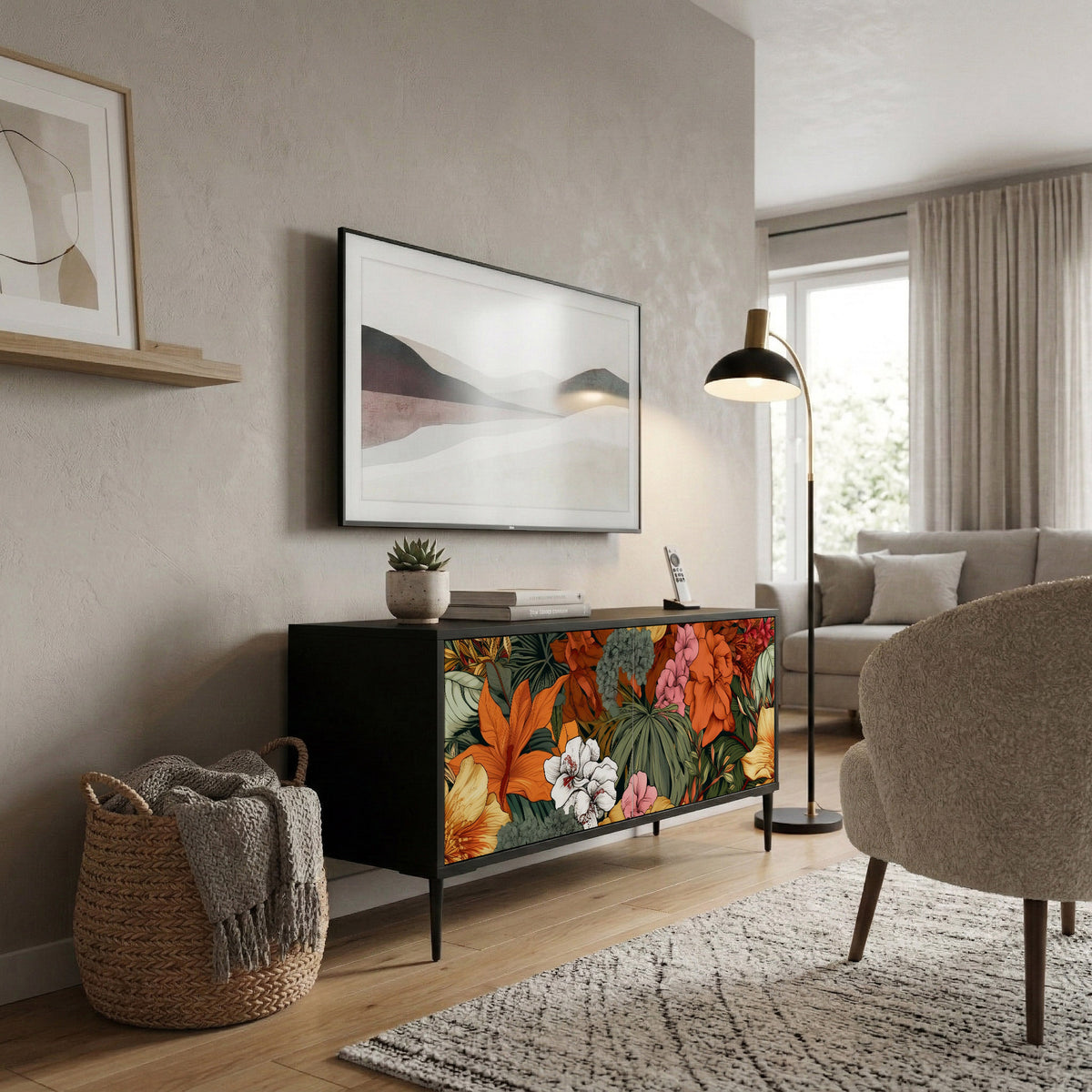 RADIANT FLORA Móvel de TV Compacto de 2 Portas