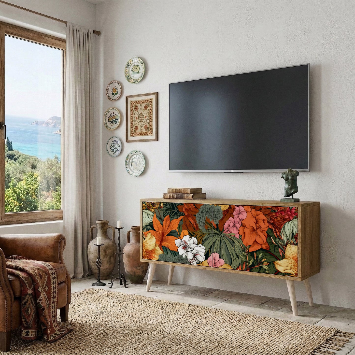 RADIANT FLORA Móvel de TV Compacto de 2 Portas