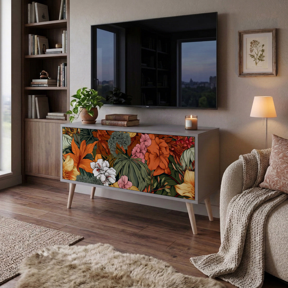 RADIANT FLORA Móvel de TV Compacto de 2 Portas