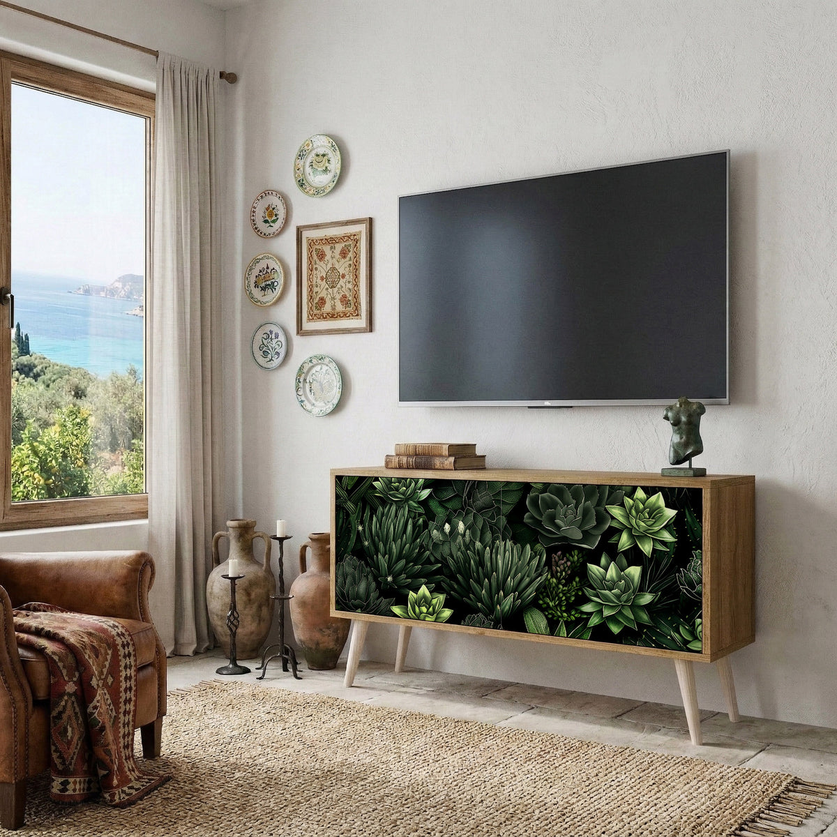 SUCCULENT JUNGLE Móvel de TV Compacto de 2 Portas