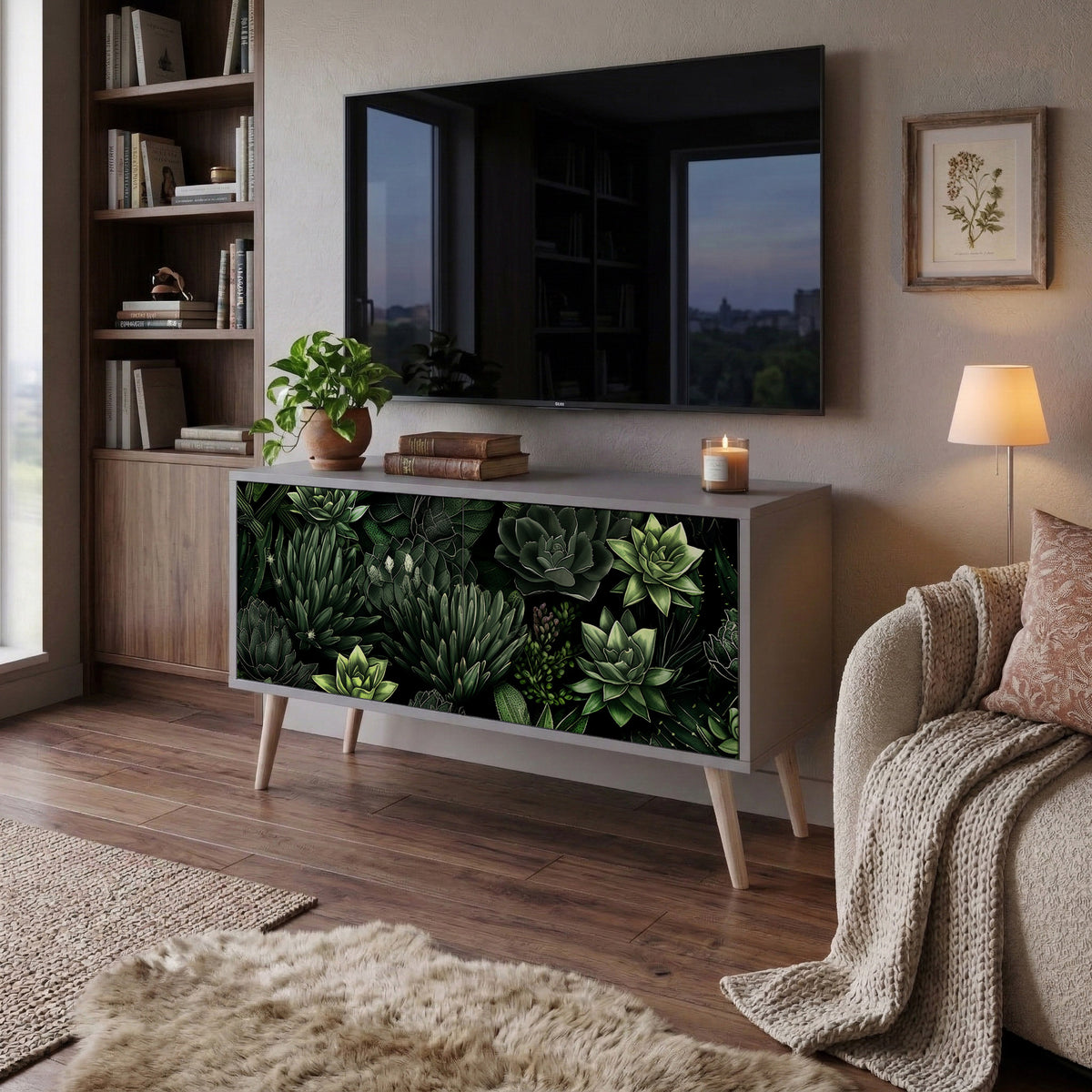 SUCCULENT JUNGLE Móvel de TV Compacto de 2 Portas