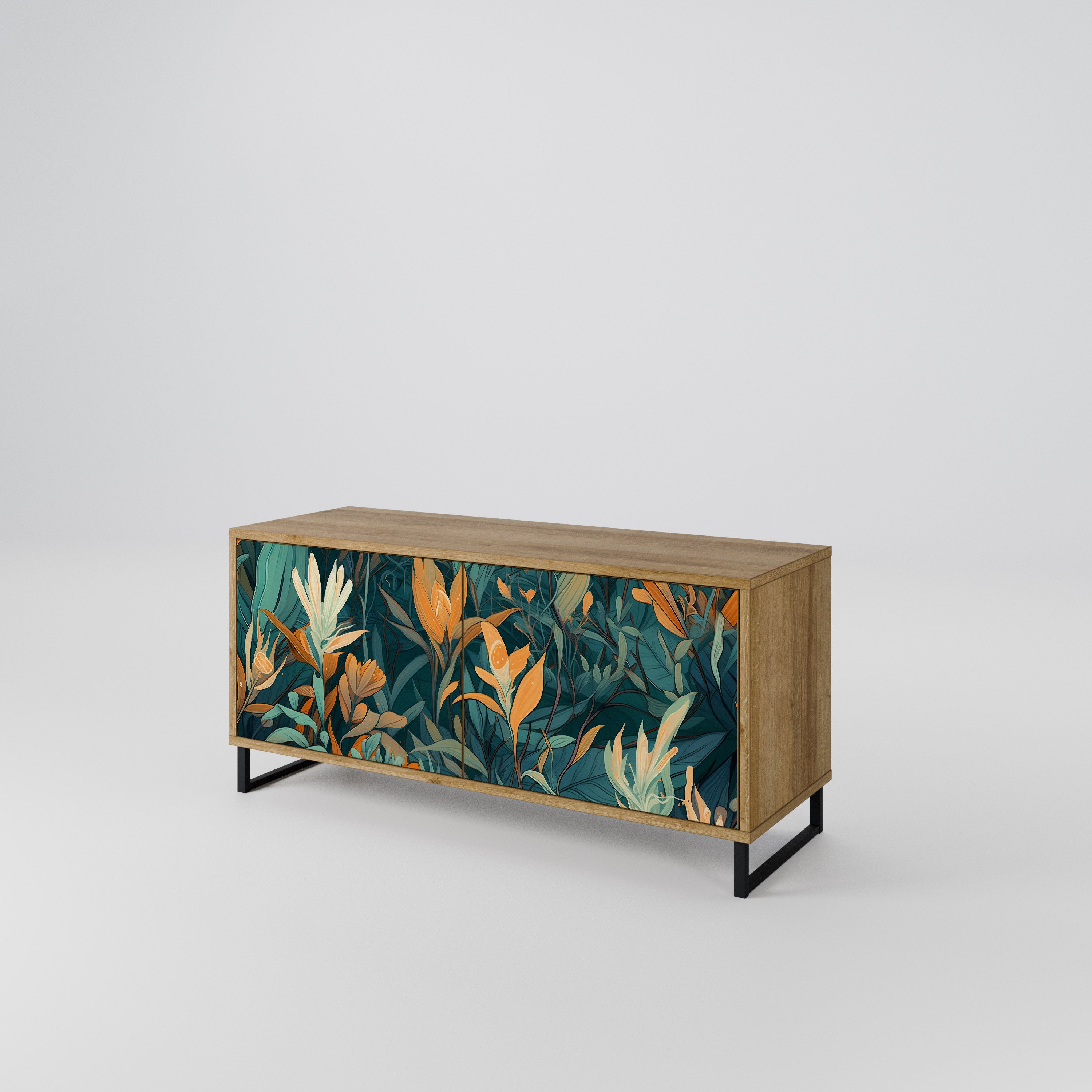 FLORAL SERENITY Compact 2-Door TV Cabinet