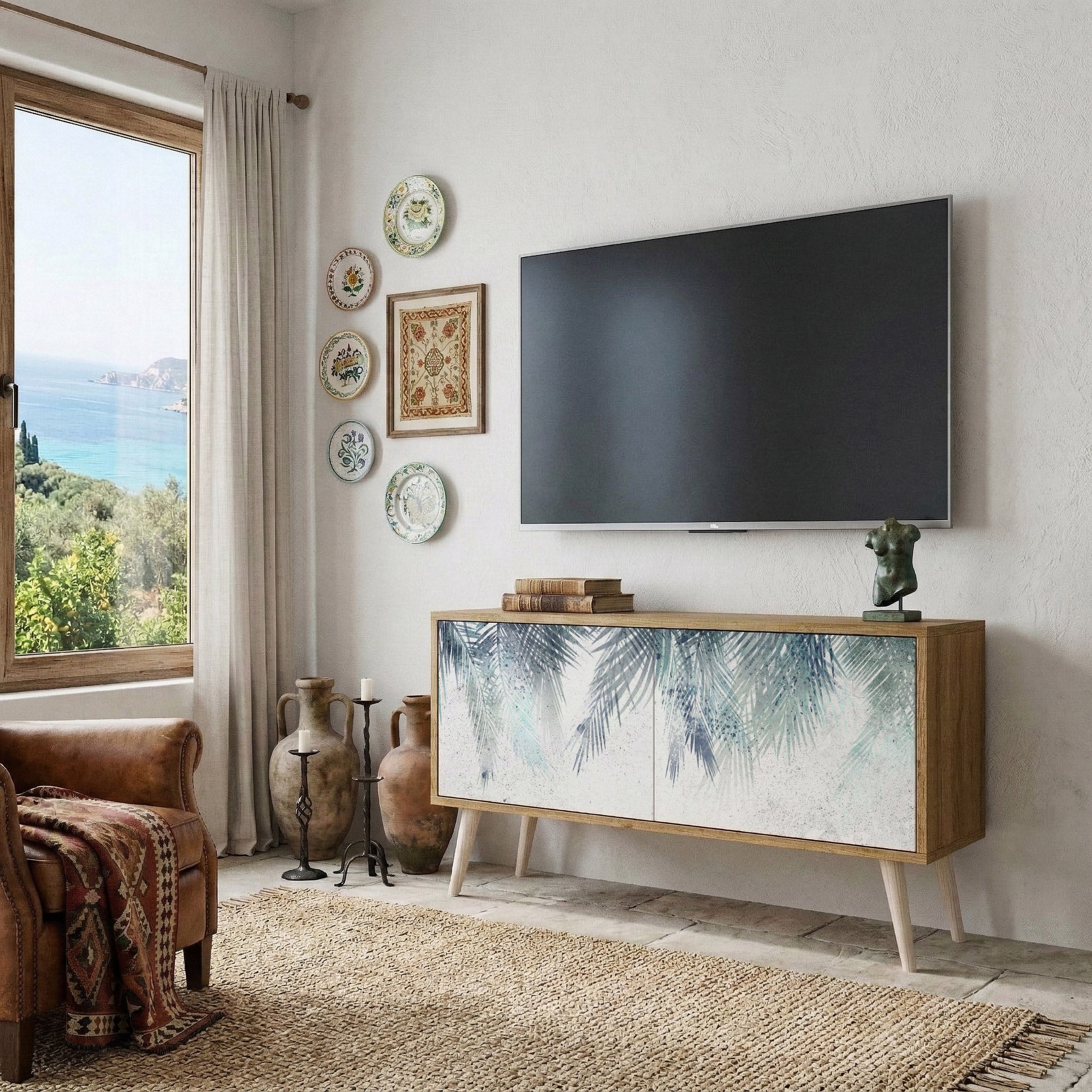 PALM VEIL Compact 2-Door TV Cabinet