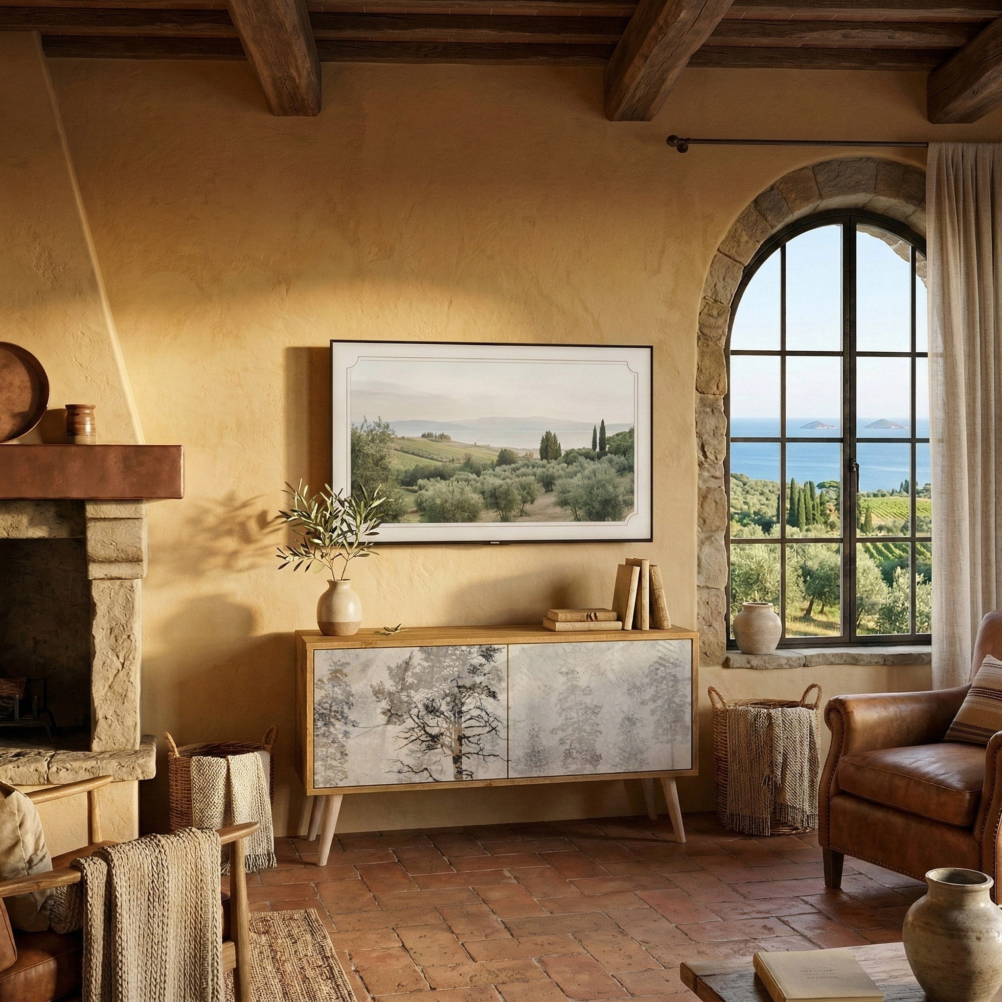 FADE IN THE TREES Compact 2-Door TV Cabinet