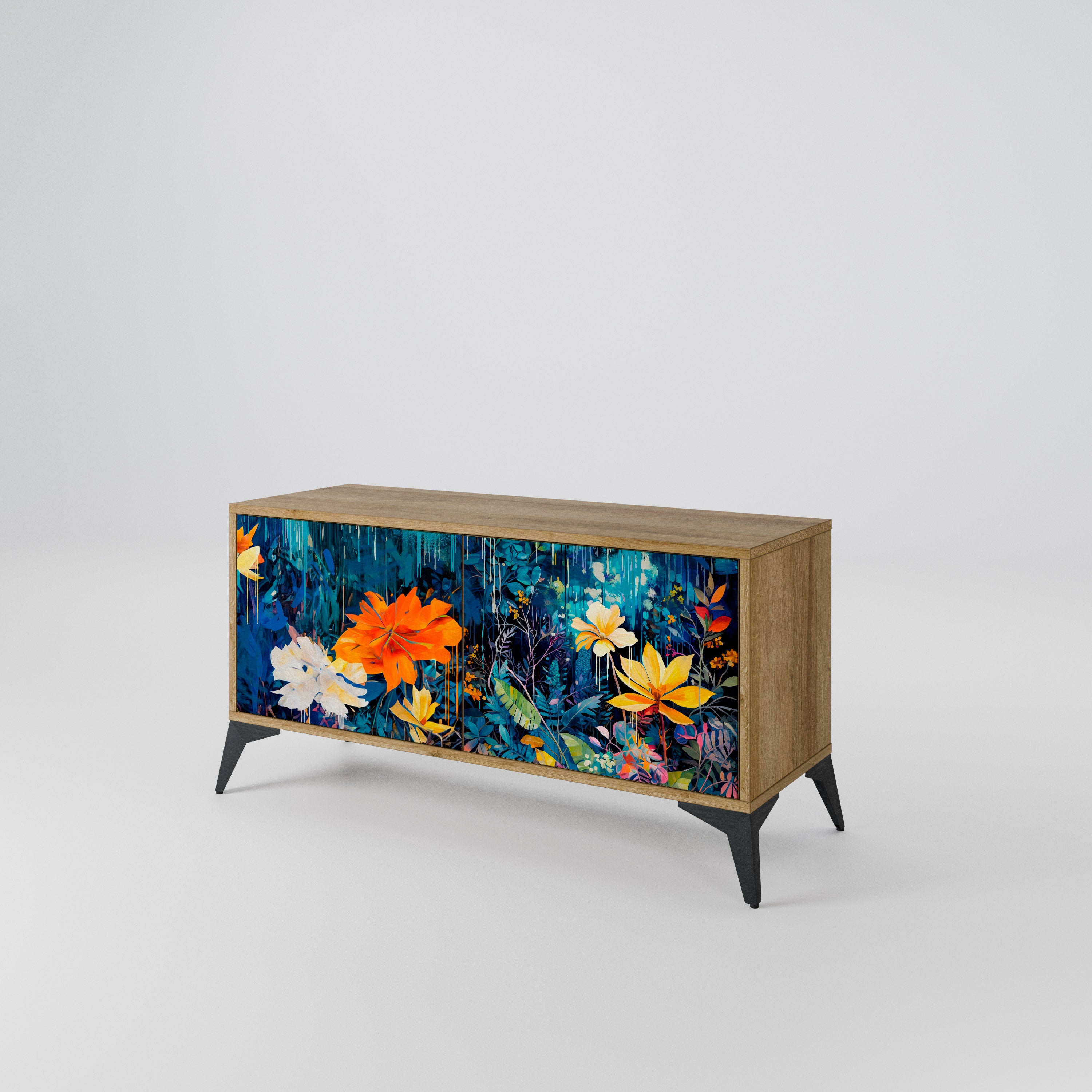 MIDNIGHT BLOSSOM Compact 2-Door TV Cabinet