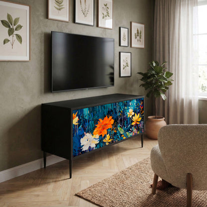 MIDNIGHT BLOSSOM Móvel de TV Compacto de 2 Portas