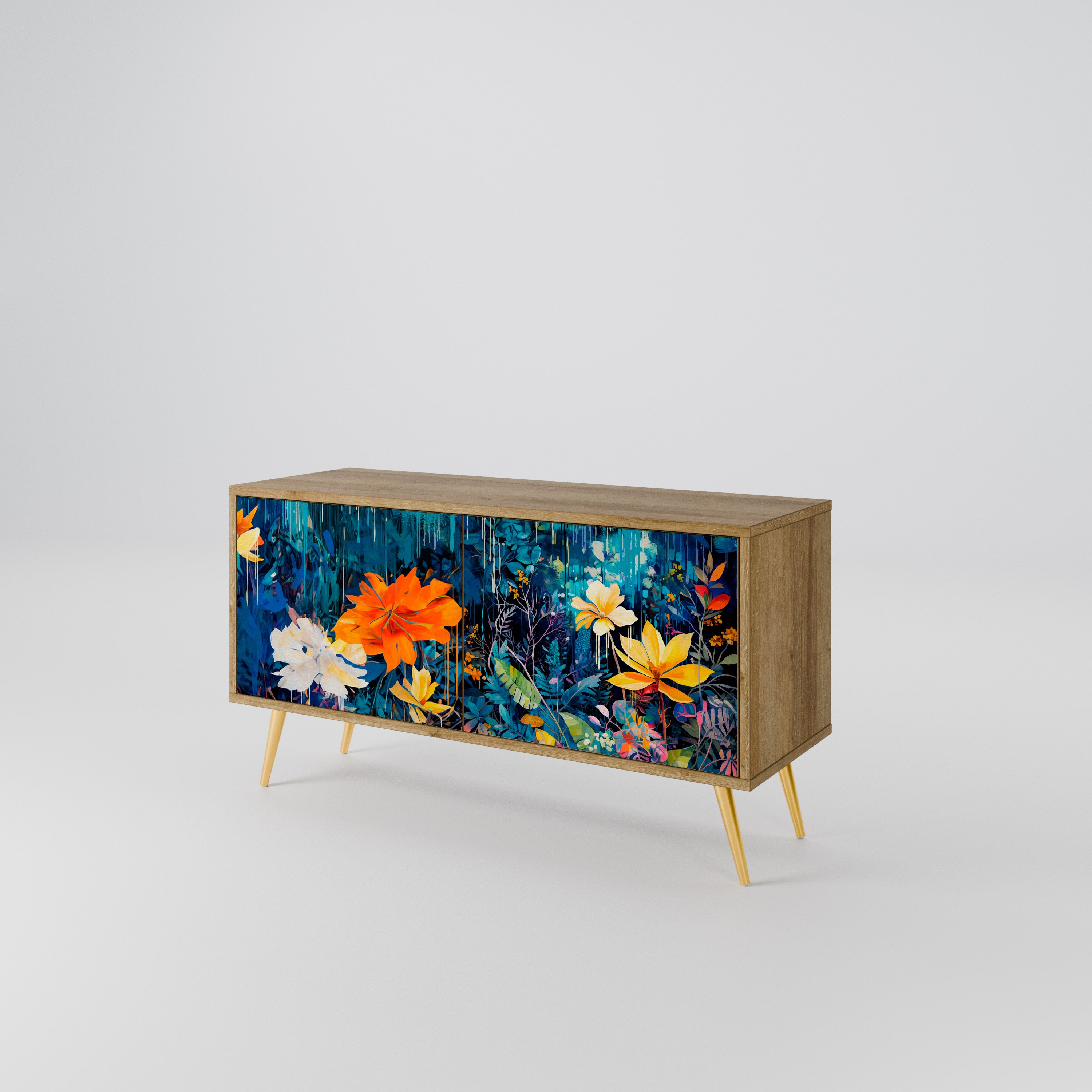 MIDNIGHT BLOSSOM Compact 2-Door TV Cabinet