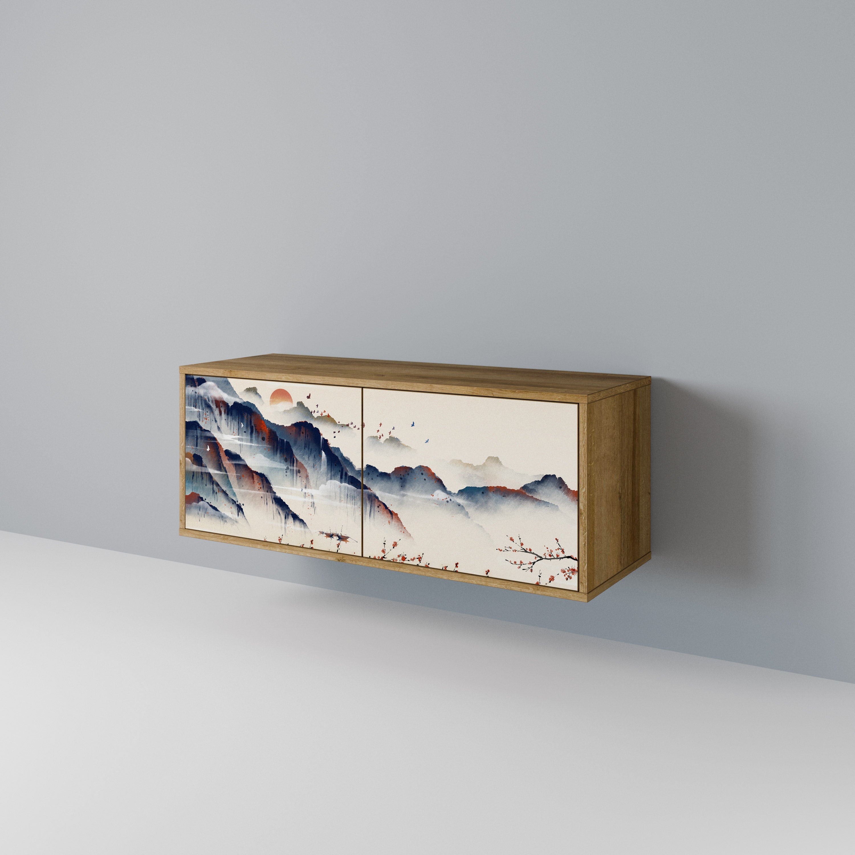 JAPANESE LANDSCAPE Compact 2-Door TV Cabinet