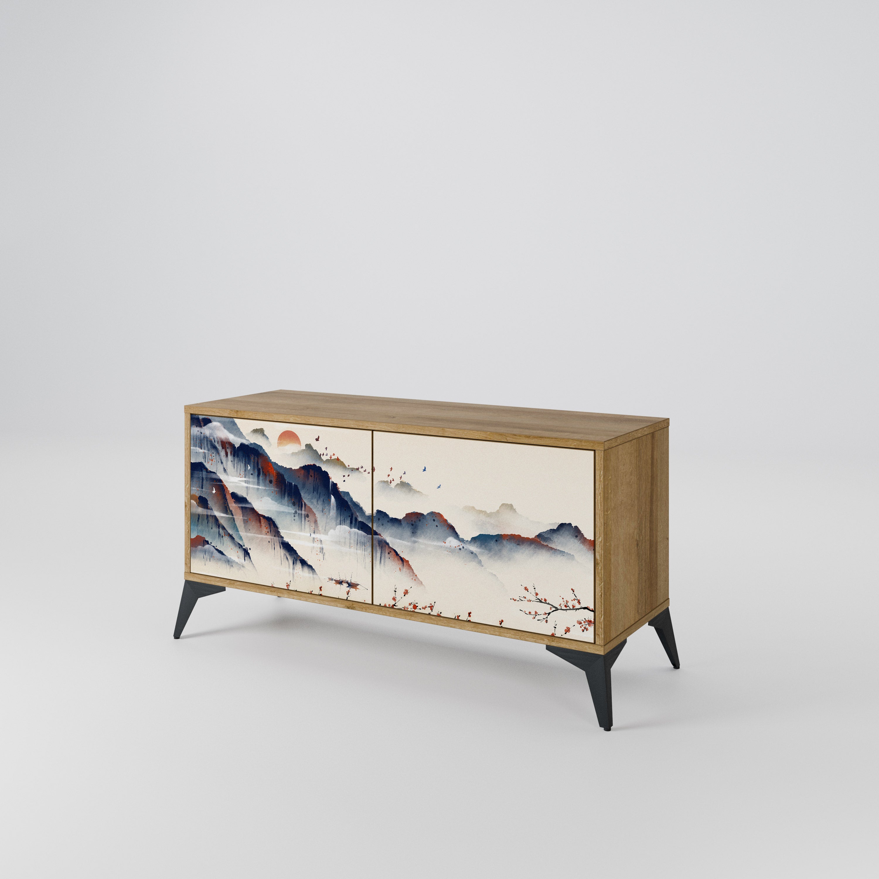 JAPANESE LANDSCAPE Compact 2-Door TV Cabinet