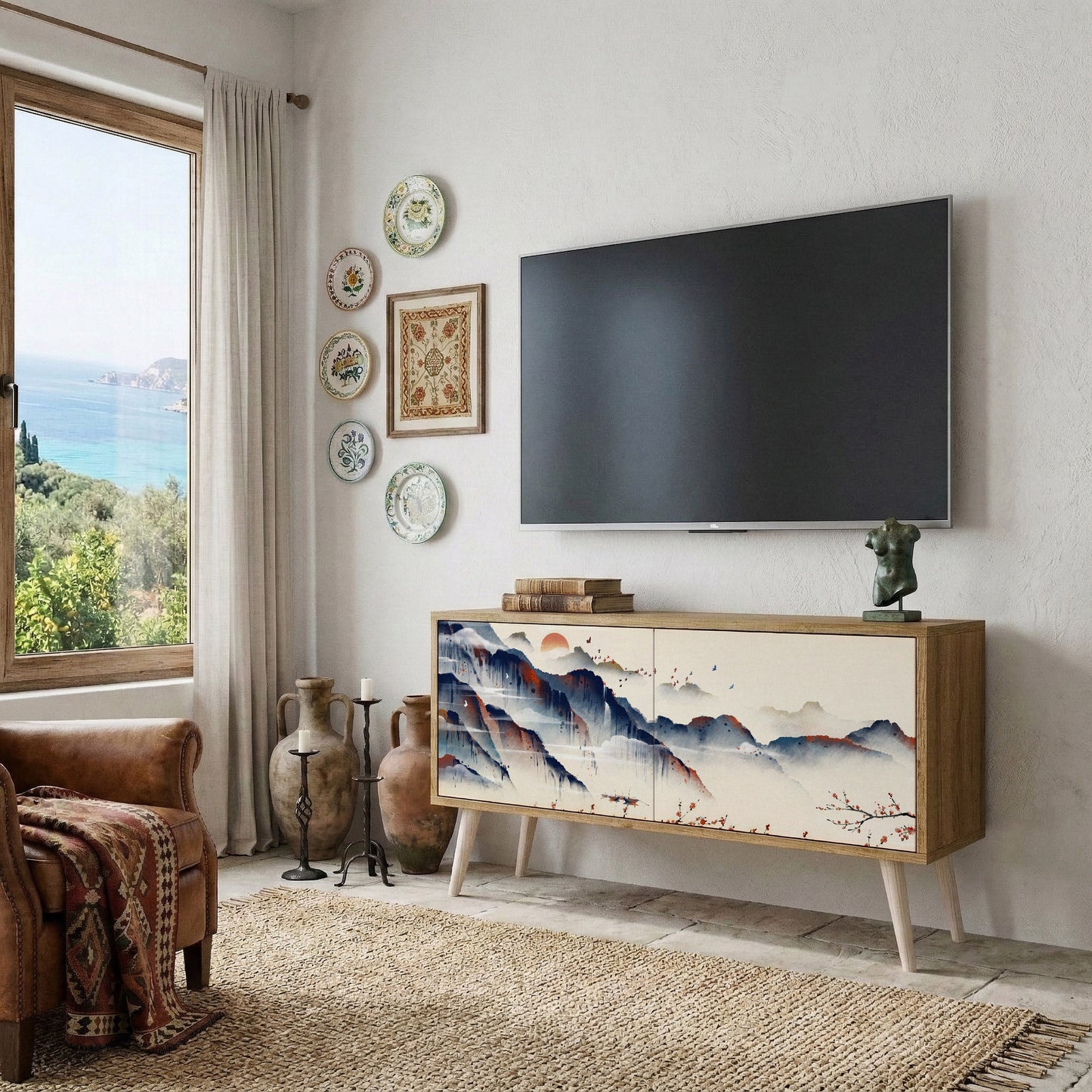 JAPANESE LANDSCAPE Móvel de TV Compacto de 2 Portas