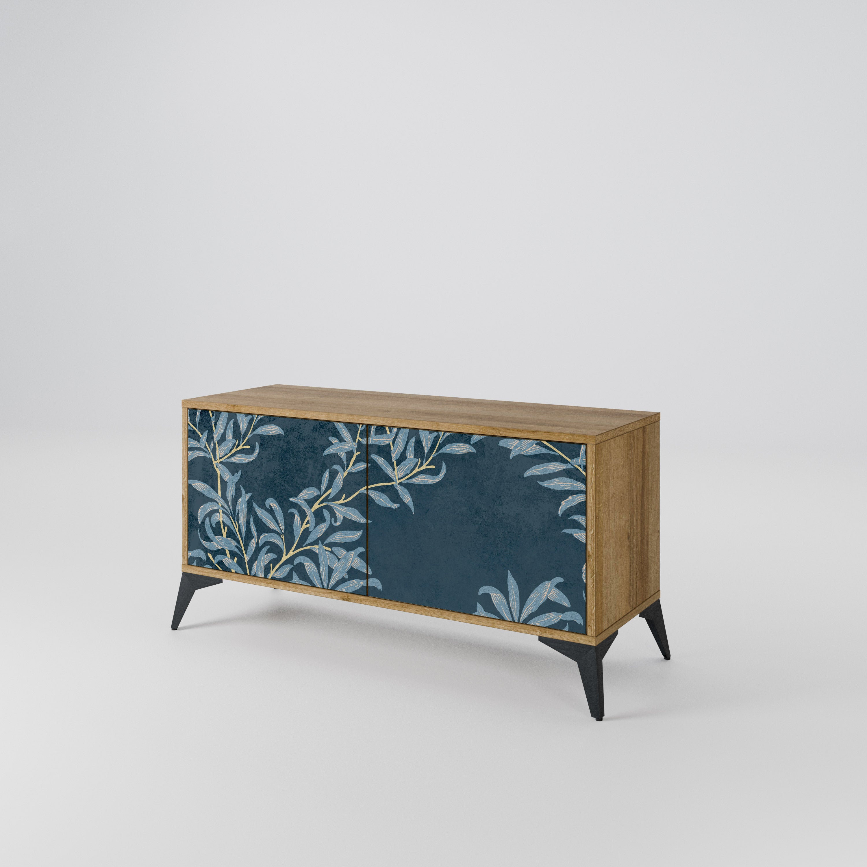 BLUE LEAVES Compact 2-Door TV Cabinet