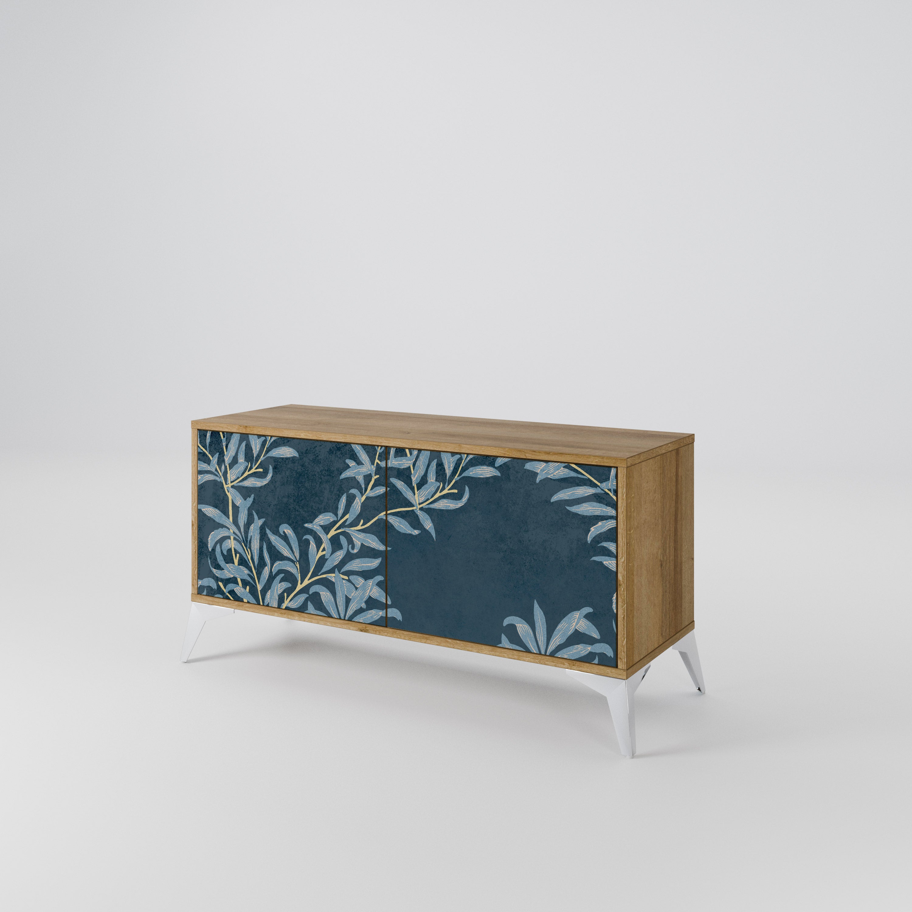BLUE LEAVES Compact 2-Door TV Cabinet