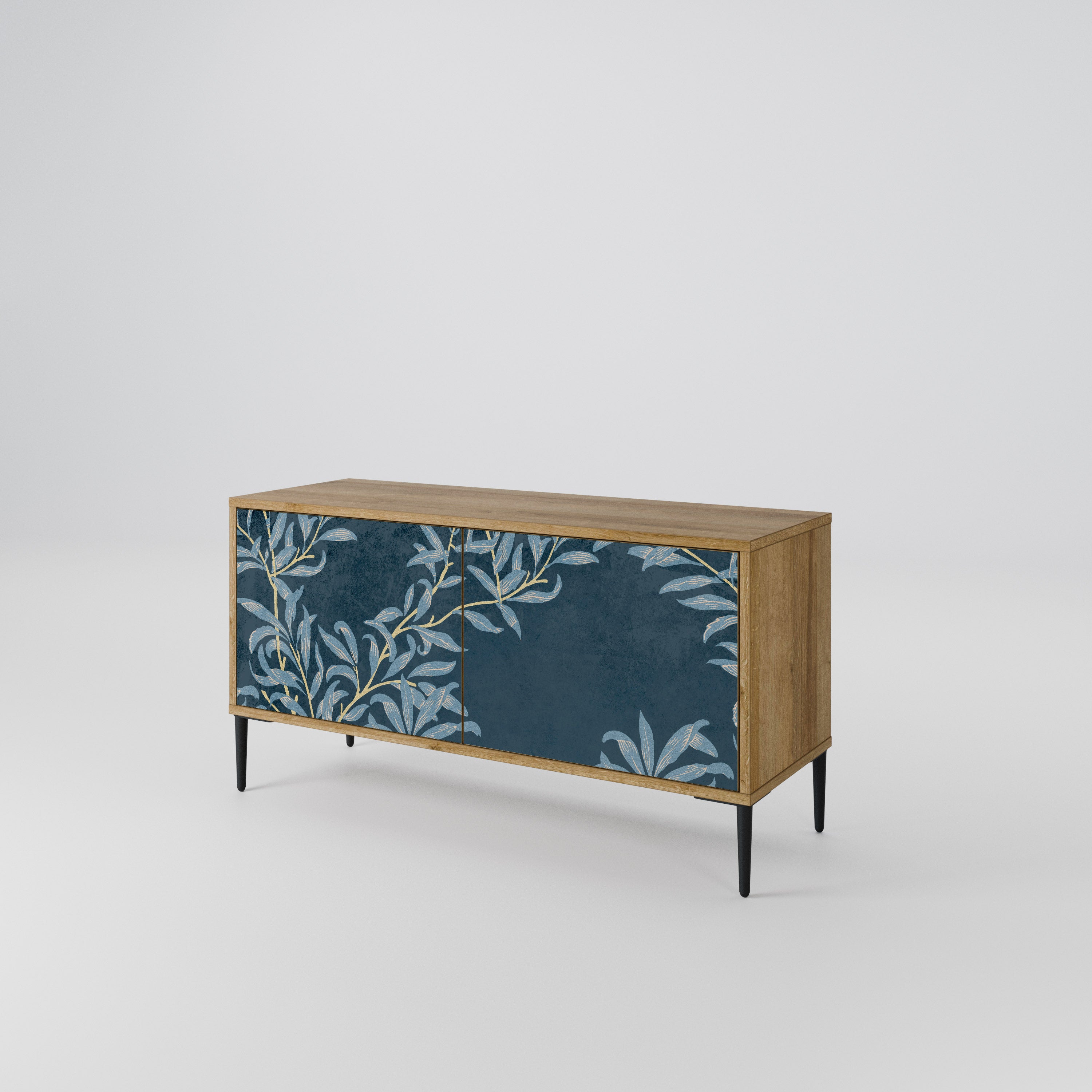 BLUE LEAVES Compact 2-Door TV Cabinet