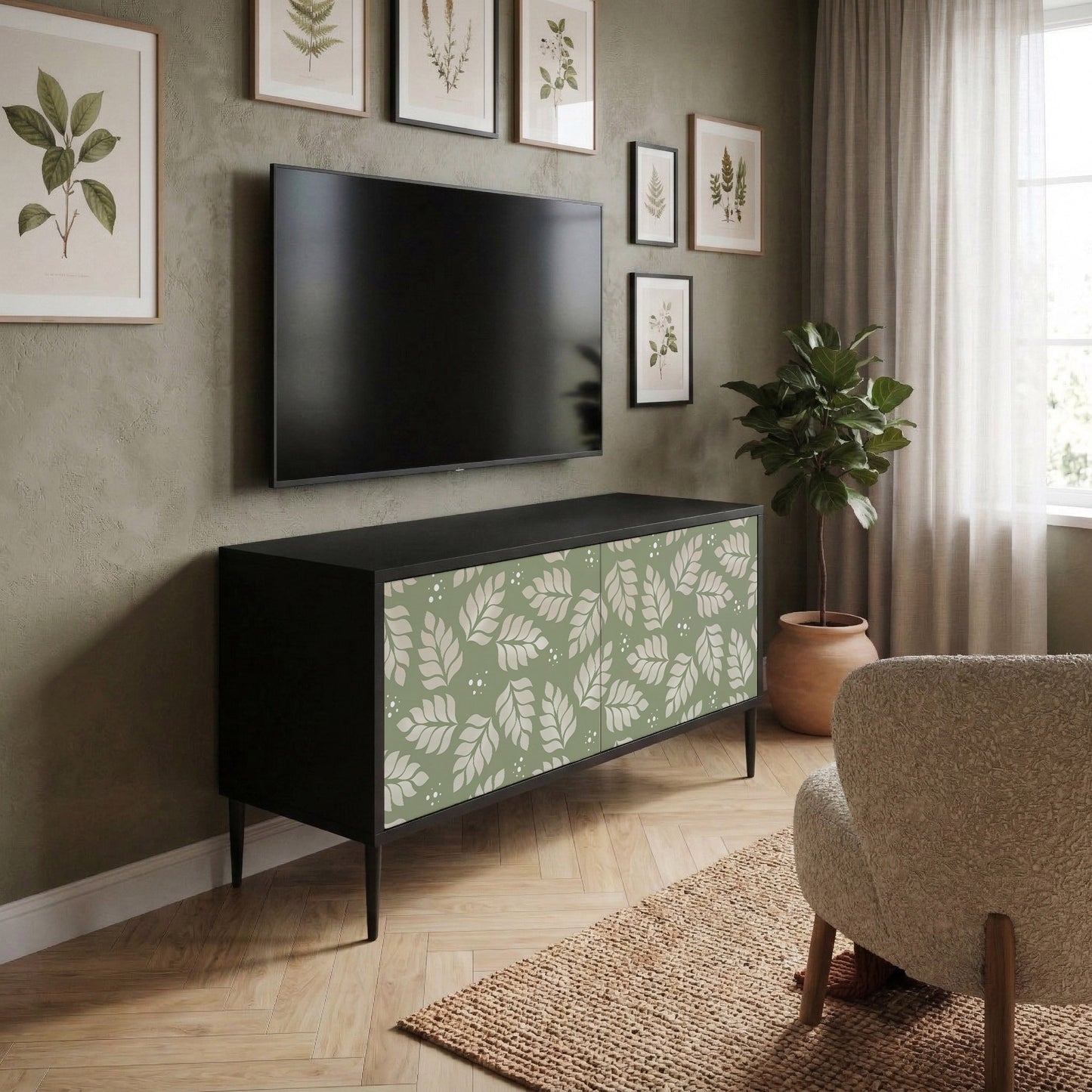 LEAVES ON GREEN Compact 2-Door TV Cabinet