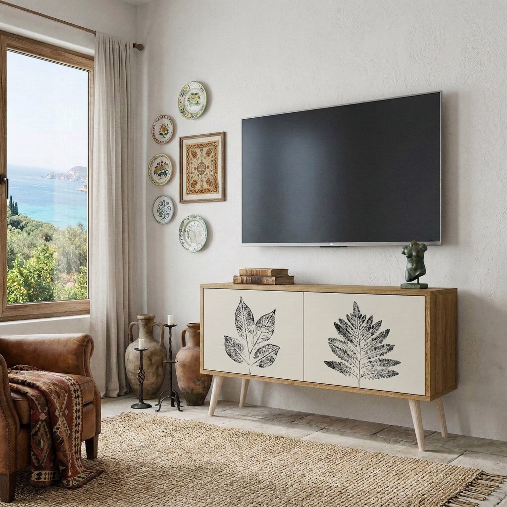 LEAFY STAMPS Compact 2-Door TV Cabinet