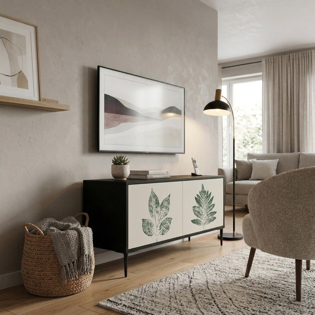 GREEN LEAFY STAMPS Móvel de TV Compacto de 2 Portas