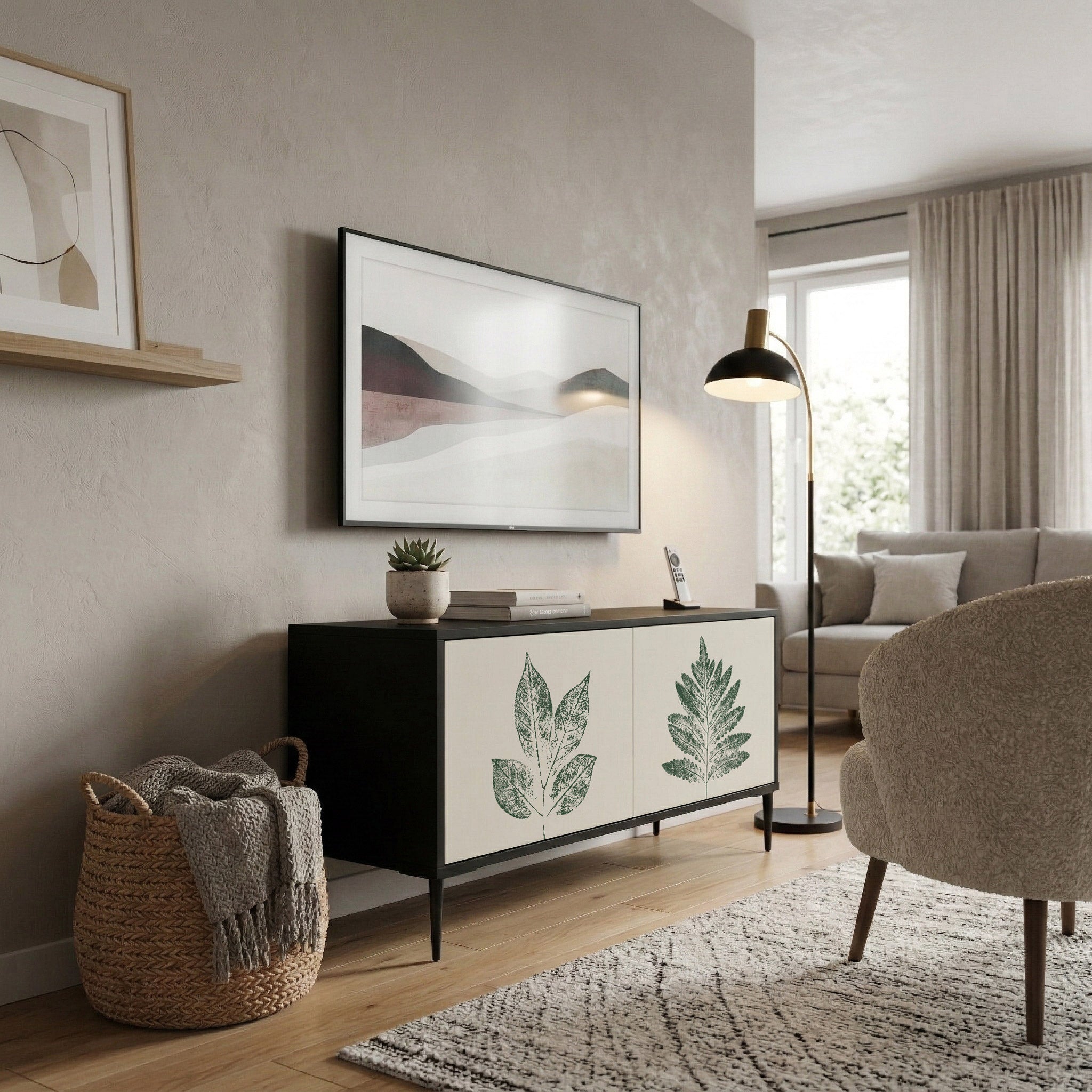 GREEN LEAFY STAMPS Móvel de TV Compacto de 2 Portas