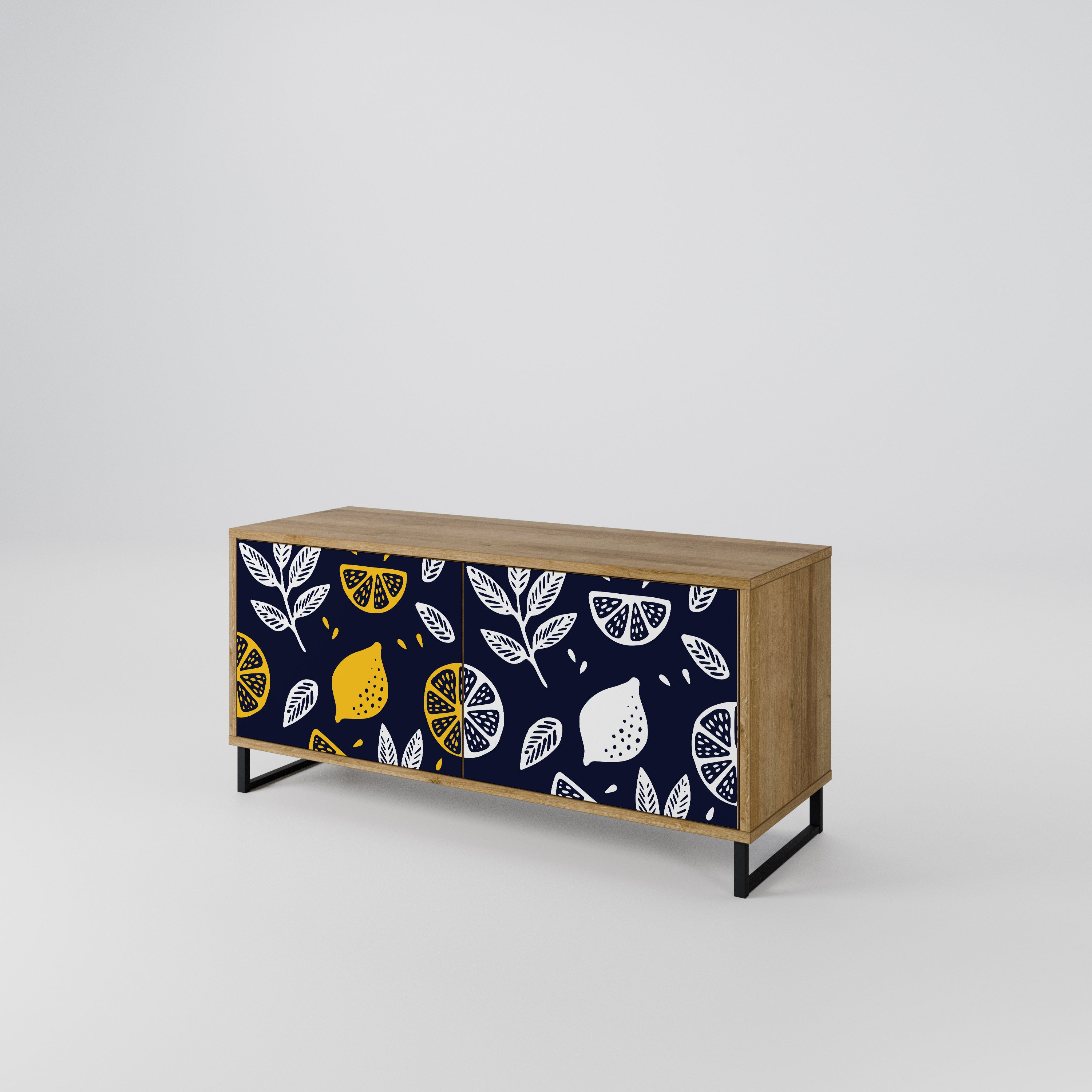 CITRUS BLACK AND WHITE Móvel de TV Compacto de 2 Portas