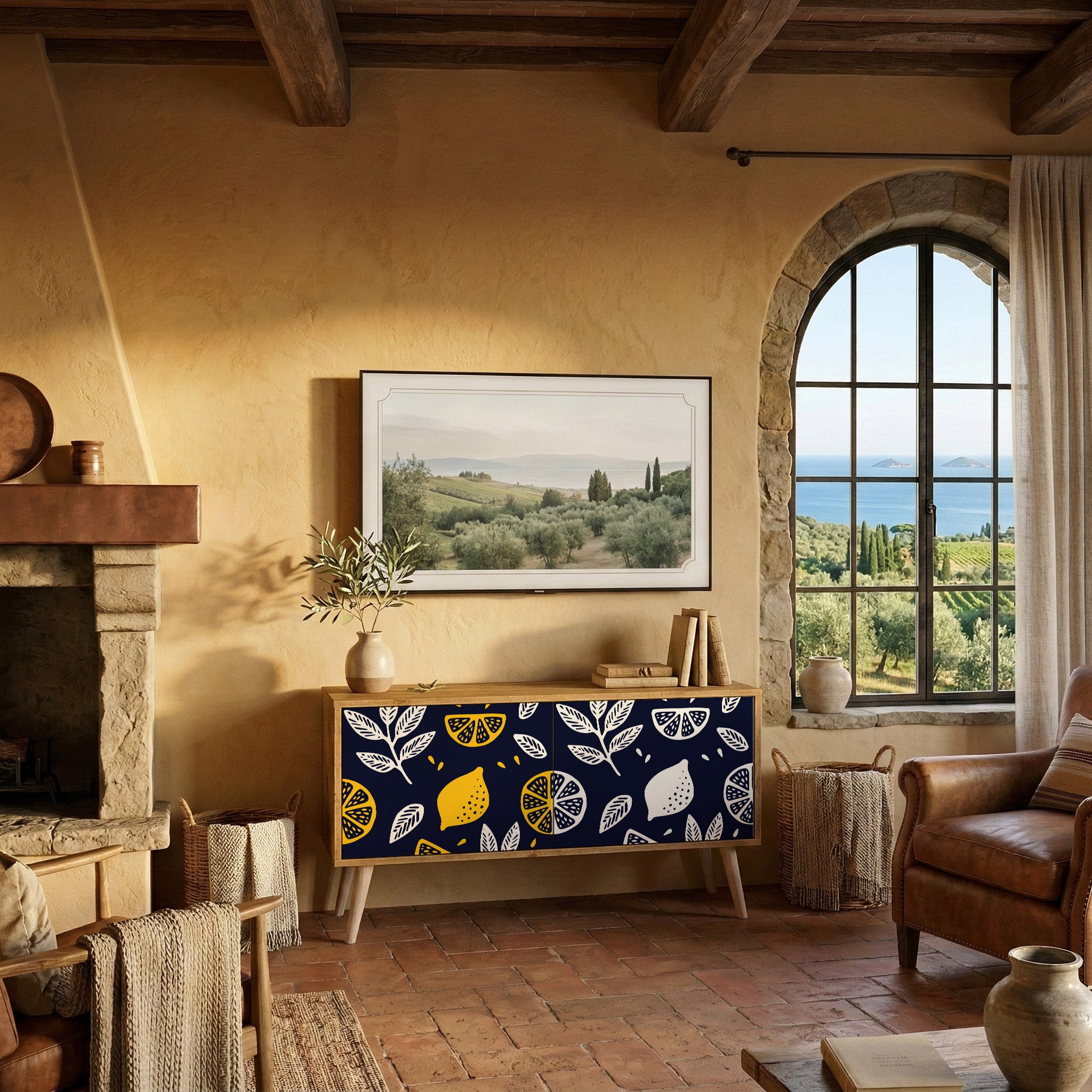 CITRUS BLACK AND WHITE Móvel de TV Compacto de 2 Portas