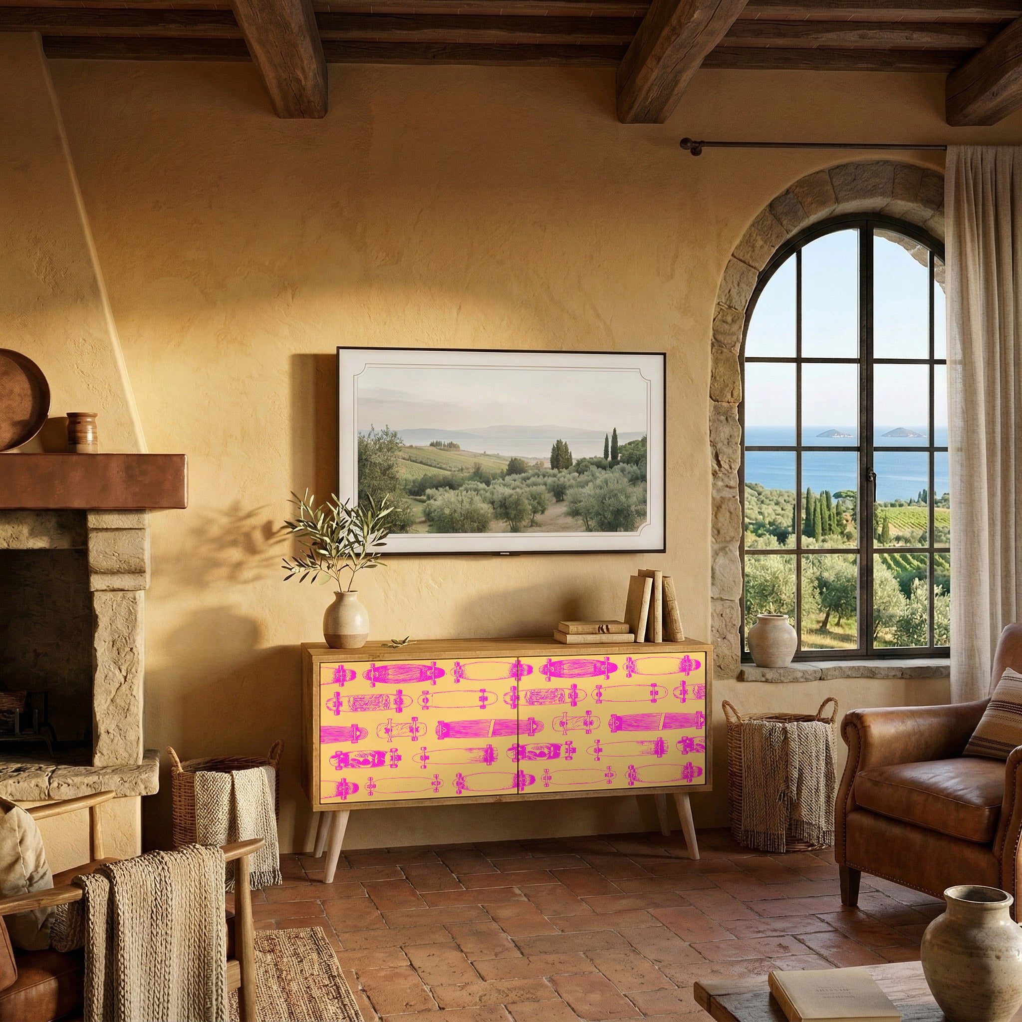 SKATEBOARD ARTISTRY Móvel de TV Compacto de 2 Portas