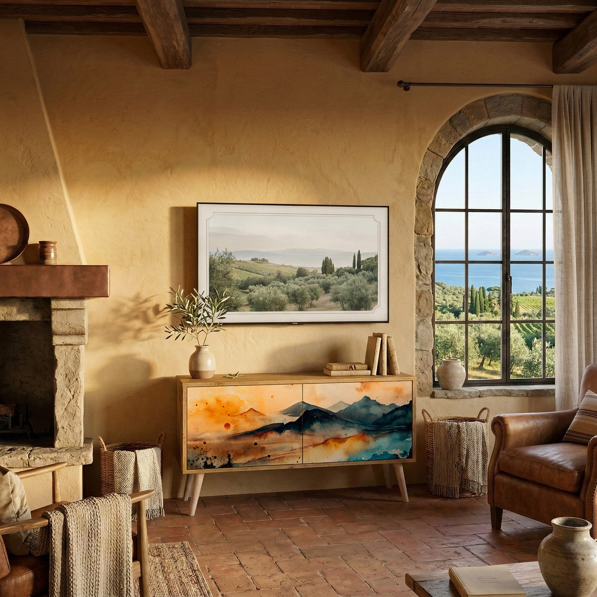 OMINOUS MOUNTAINS Móvel de TV Compacto de 2 Portas