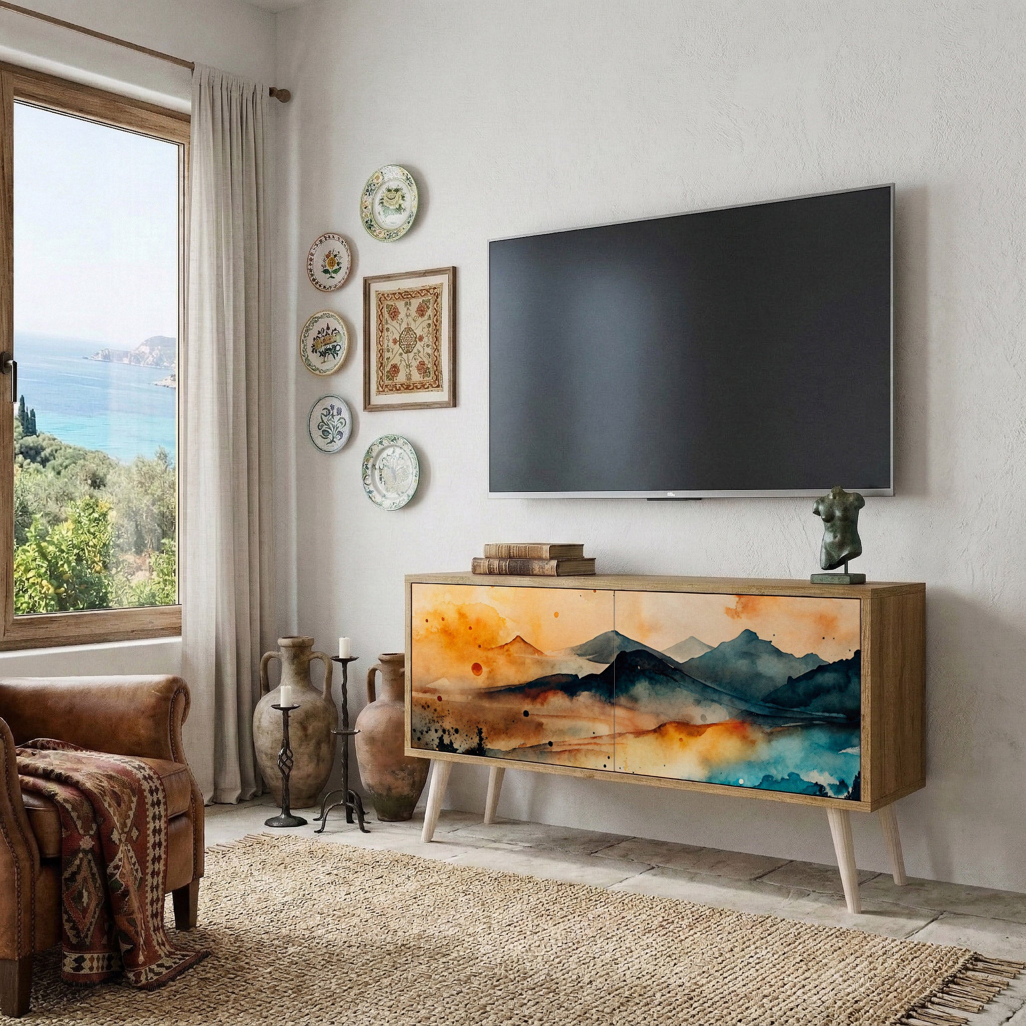 OMINOUS MOUNTAINS Móvel de TV Compacto de 2 Portas