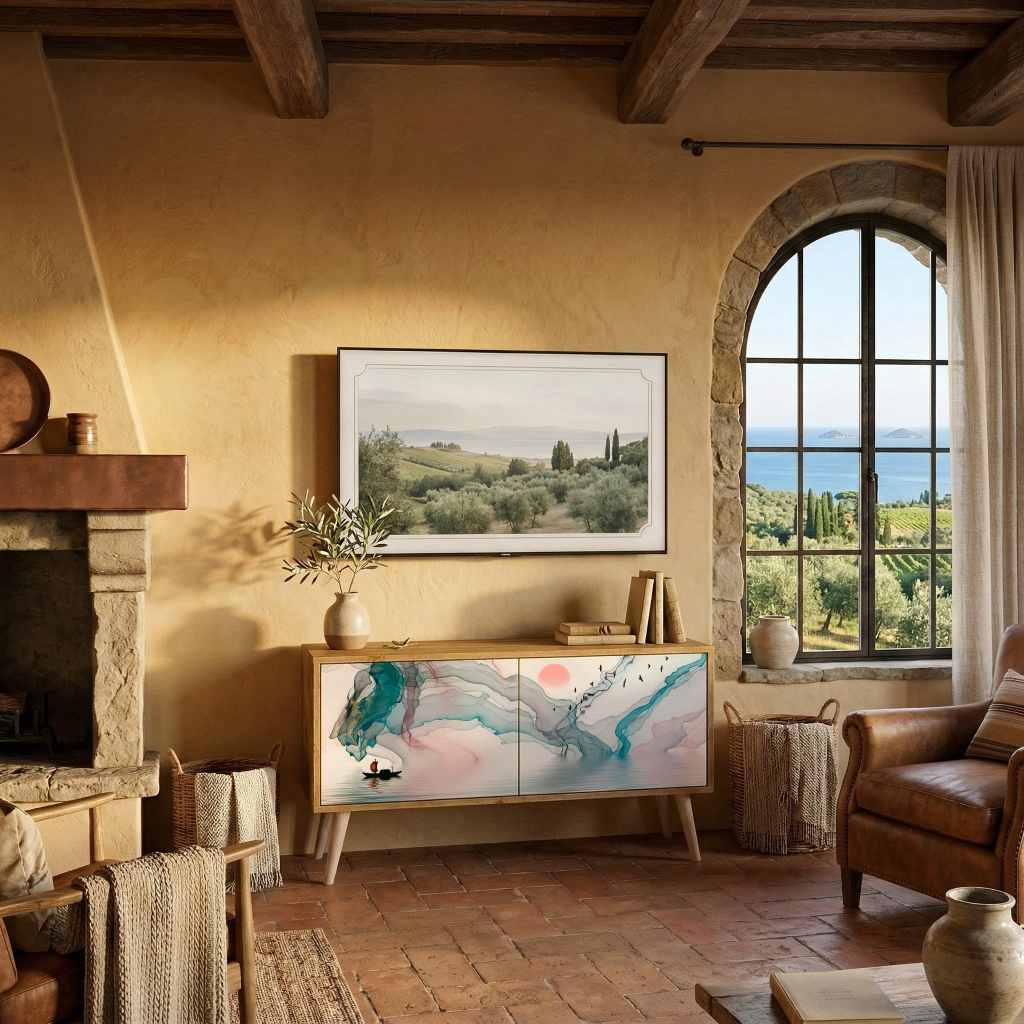 VELVET CROSSING Móvel de TV Compacto de 2 Portas