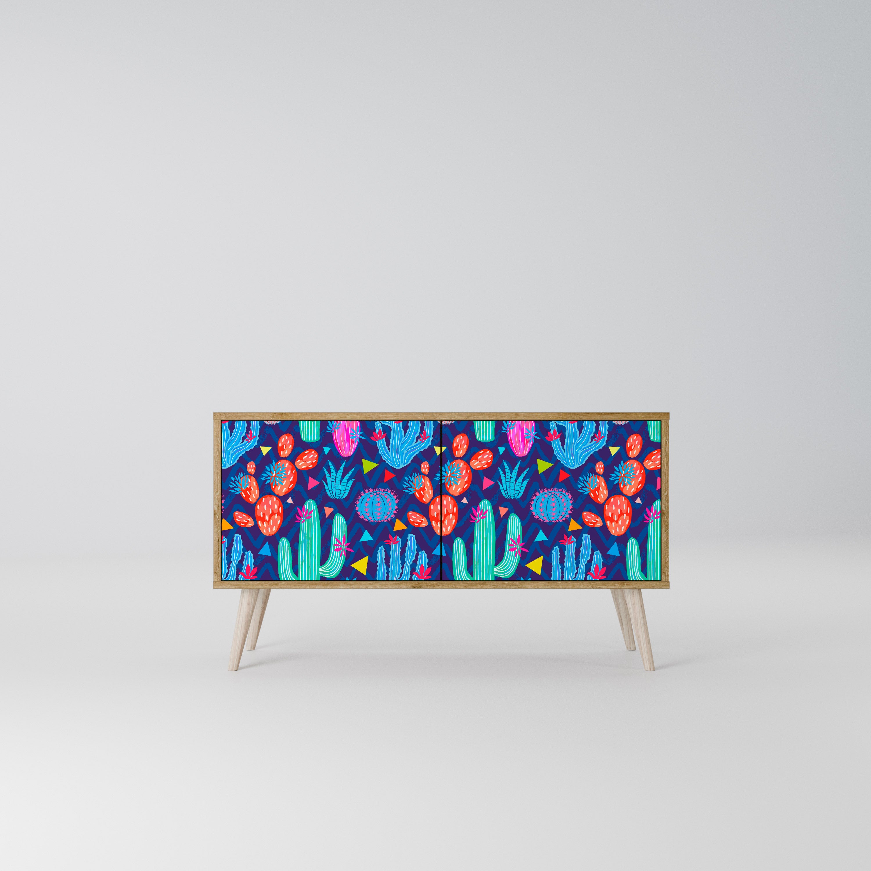 CACTUS VIBES Móvel de TV Compacto de 2 Portas