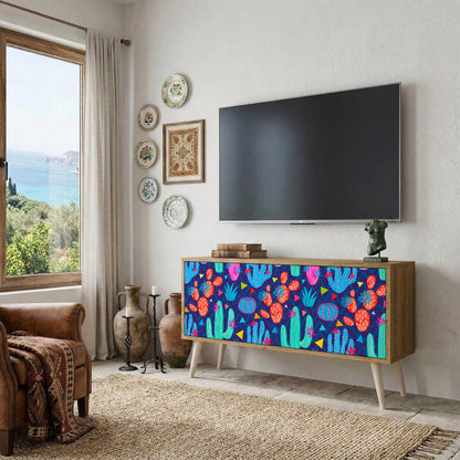 CACTUS VIBES Móvel de TV Compacto de 2 Portas