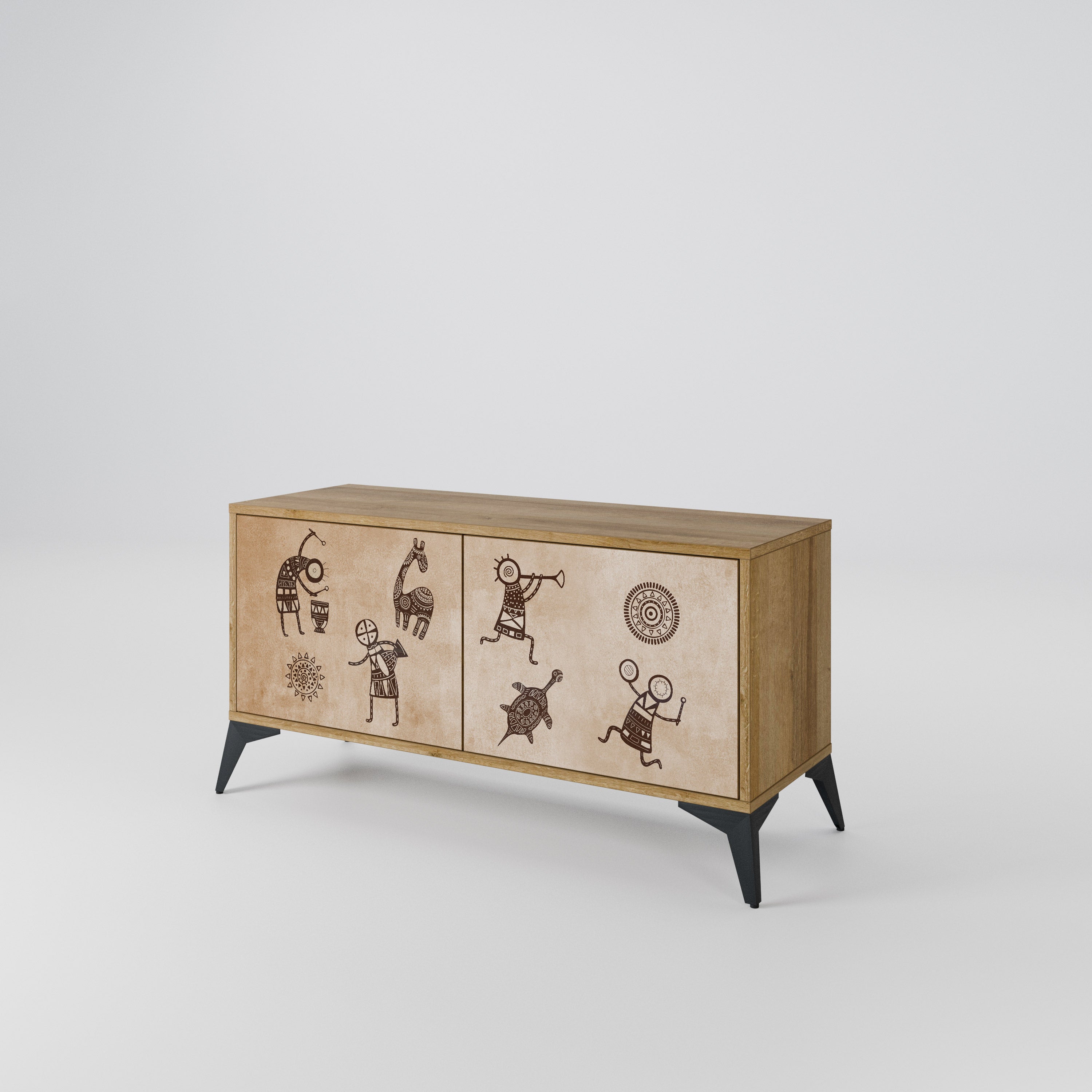 AFRICAN STYLE Compact 2-Door TV Cabinet